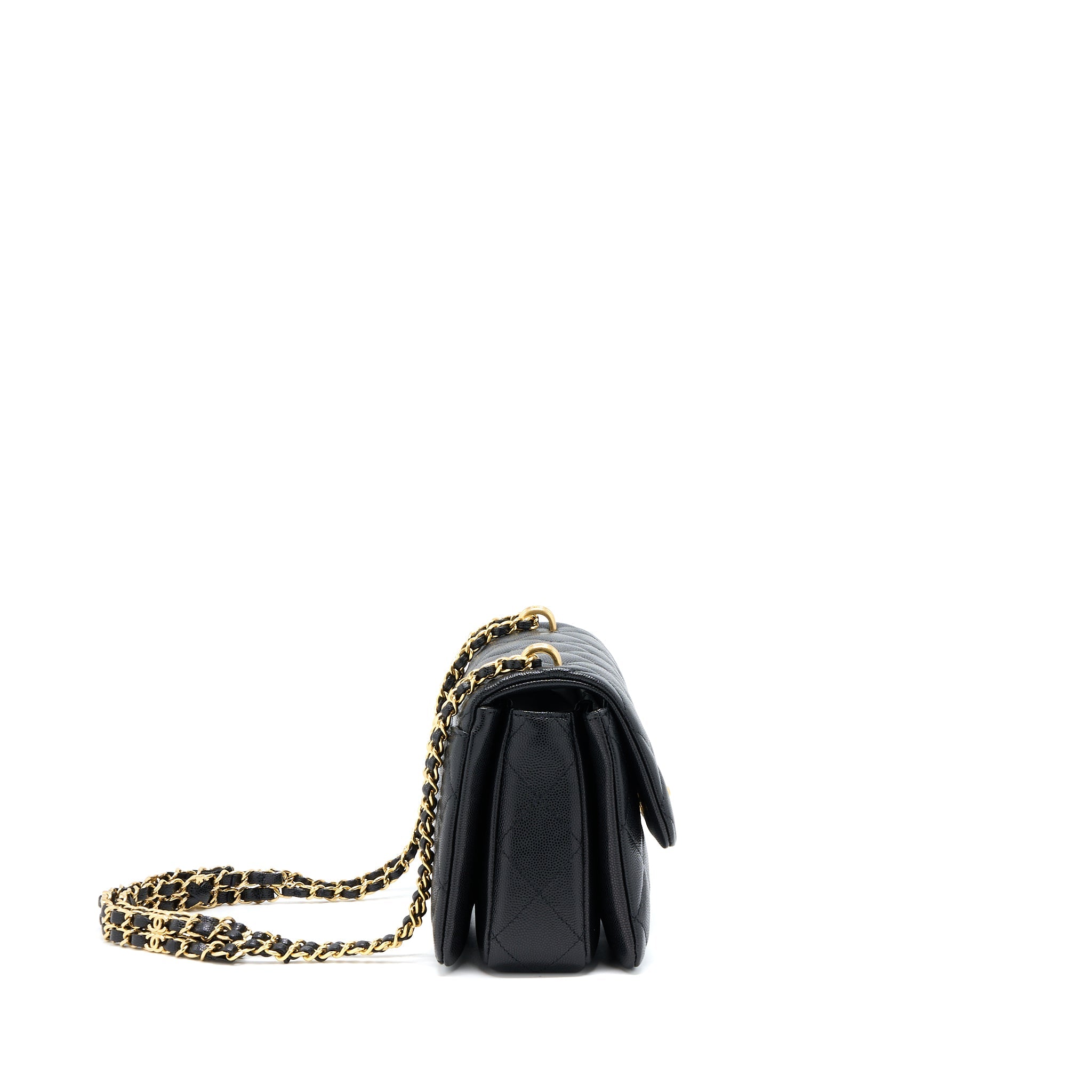 CHANEL 22K COCO FIRST FLAP BAG GRAINED CALFSKIN BLACK GHW (MICROCHIP)