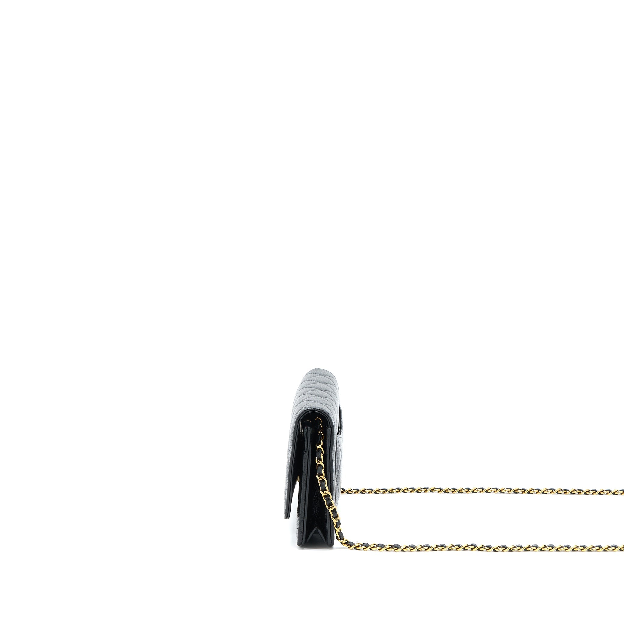 CHANEL CLASSIC WALLET ON CHAIN CAVIAR BLACK GHW (MICROCHIP)