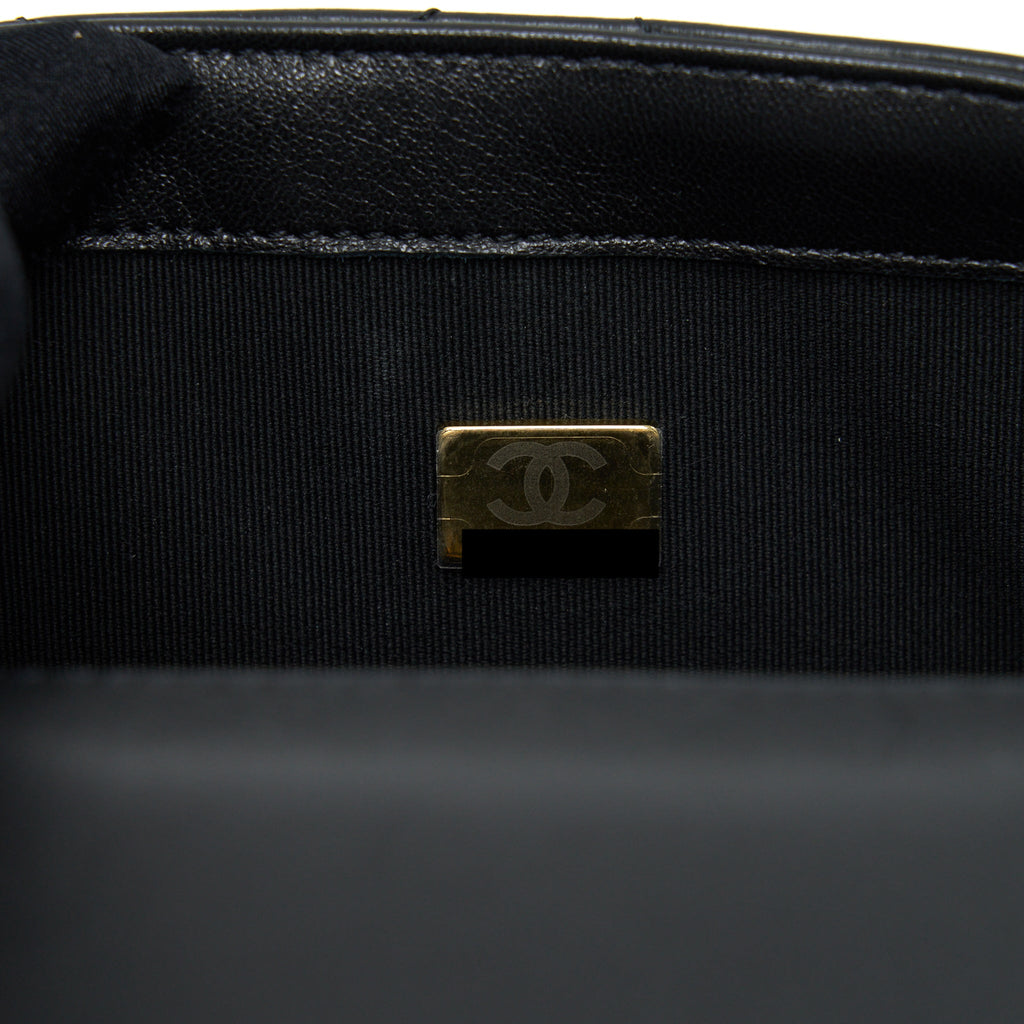CHANEL QUILTED MEDIUM SQUARE FLAP BAG LAMBSKIN BLACK BRUSHED GHW (MICROCHIP)