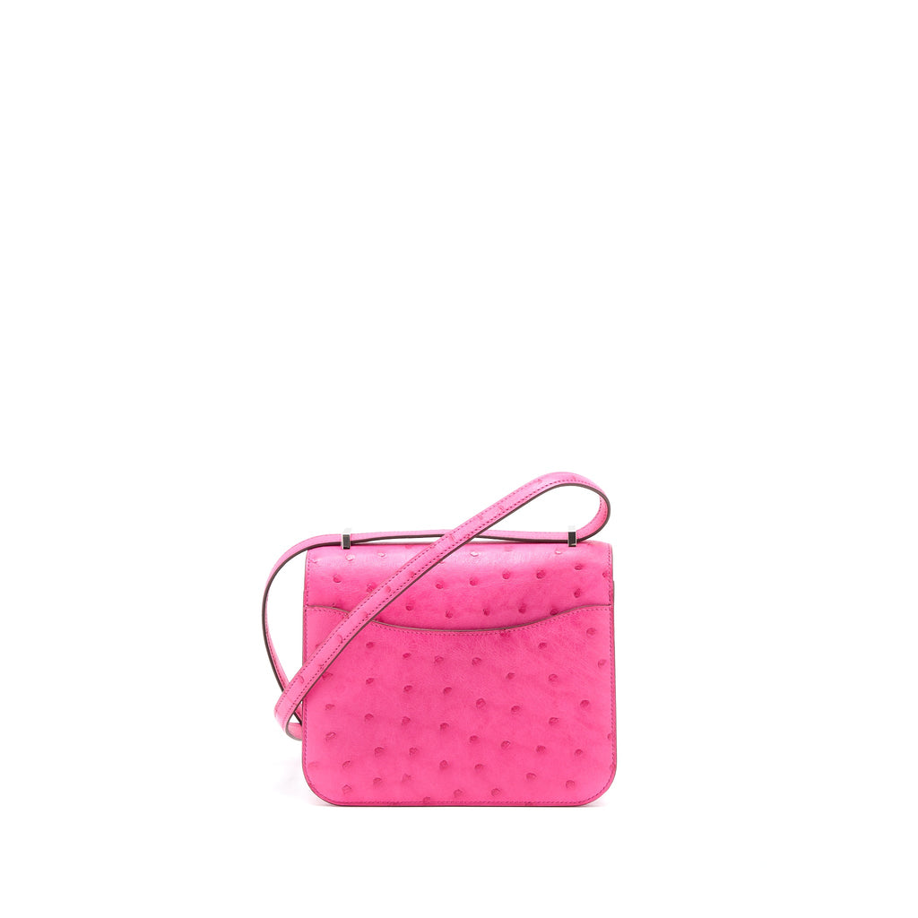 HERMES CONSTANCE MINI OSTRICH E5 ROSE TYRIEN SHW
