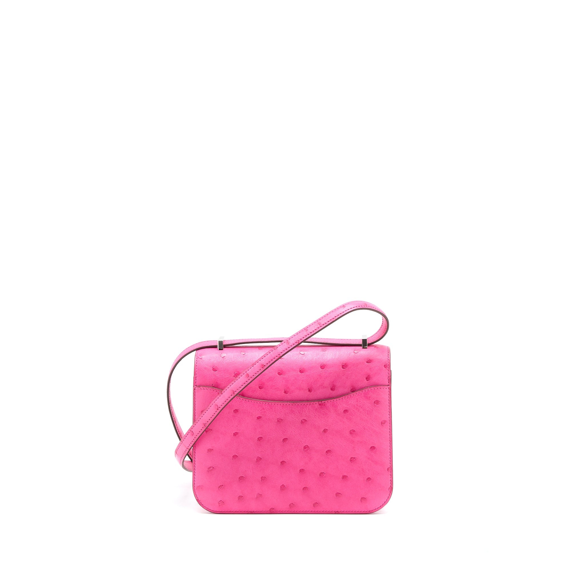 HERMES CONSTANCE MINI OSTRICH E5 ROSE TYRIEN SHW
