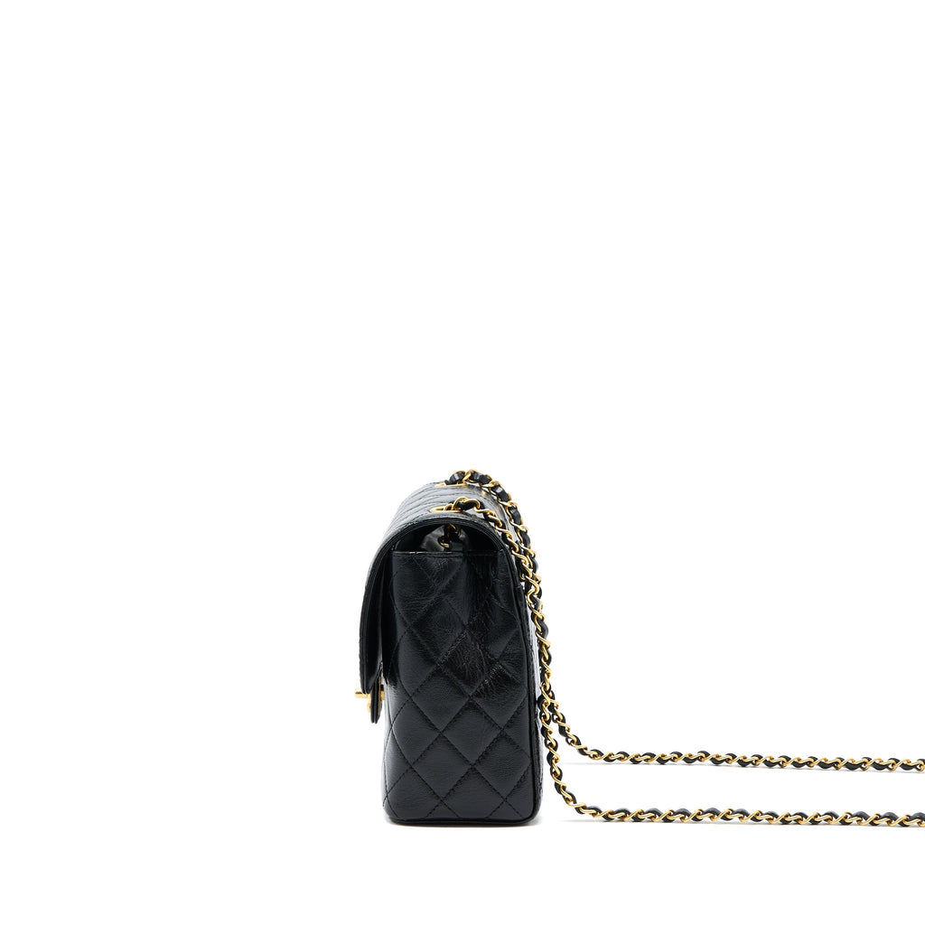 CHANEL 22K RETRO CLASSIC NEW SQUARE FLAP BAG GOATSKIN BLACK GHW (MICROCHIP)