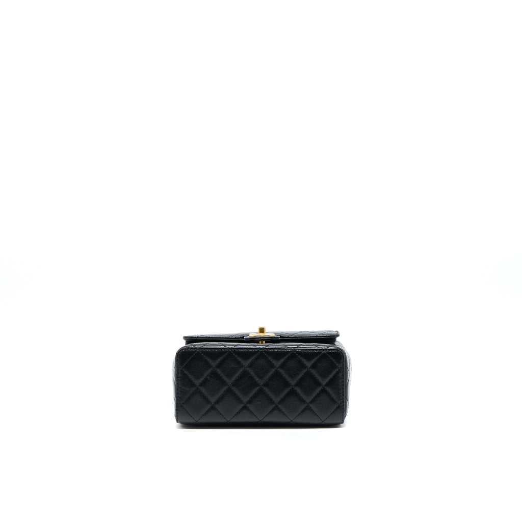 CHANEL 22K RETRO CLASSIC NEW SQUARE FLAP BAG GOATSKIN BLACK GHW (MICROCHIP)