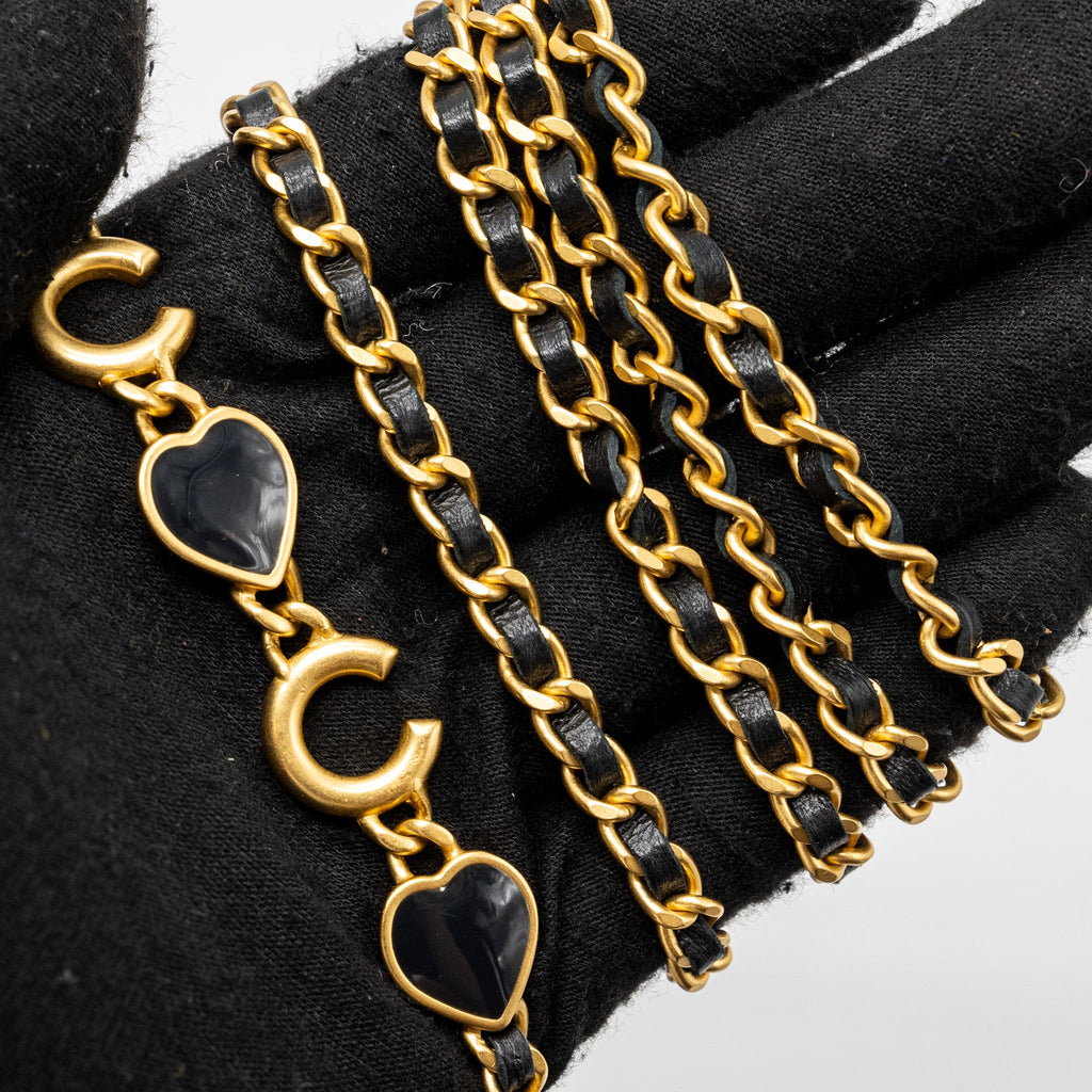 CHANEL COCO HEART WALLET ON CHAIN LAMBSKIN BLACK GHW (MICROCHIP)