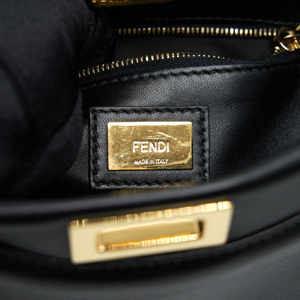 FENDI MINI PEEKABOO LAMBSKIN BLACK GHW