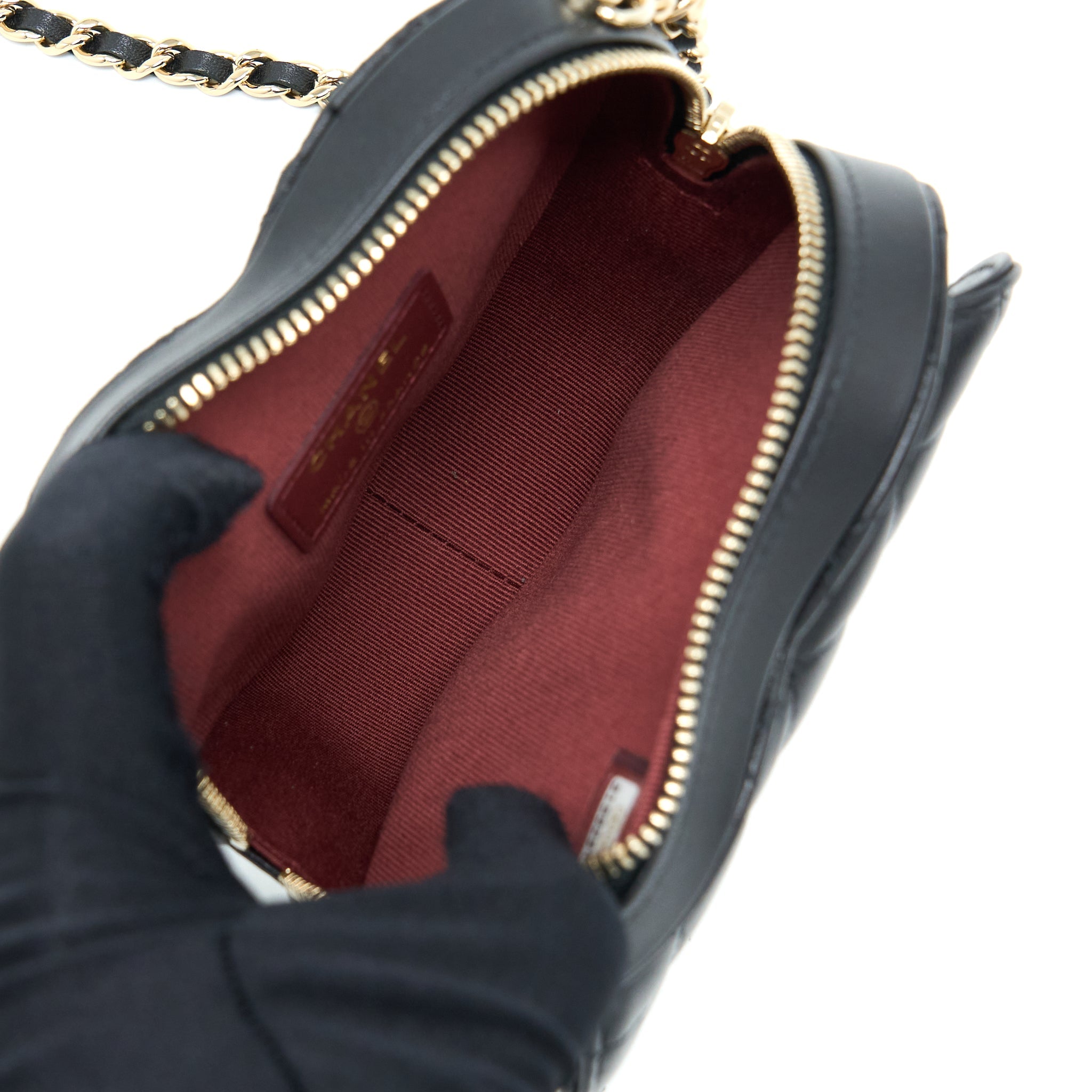 CHANEL 22S SMALL HEART BAG LAMBSKIN BLACK LGHW