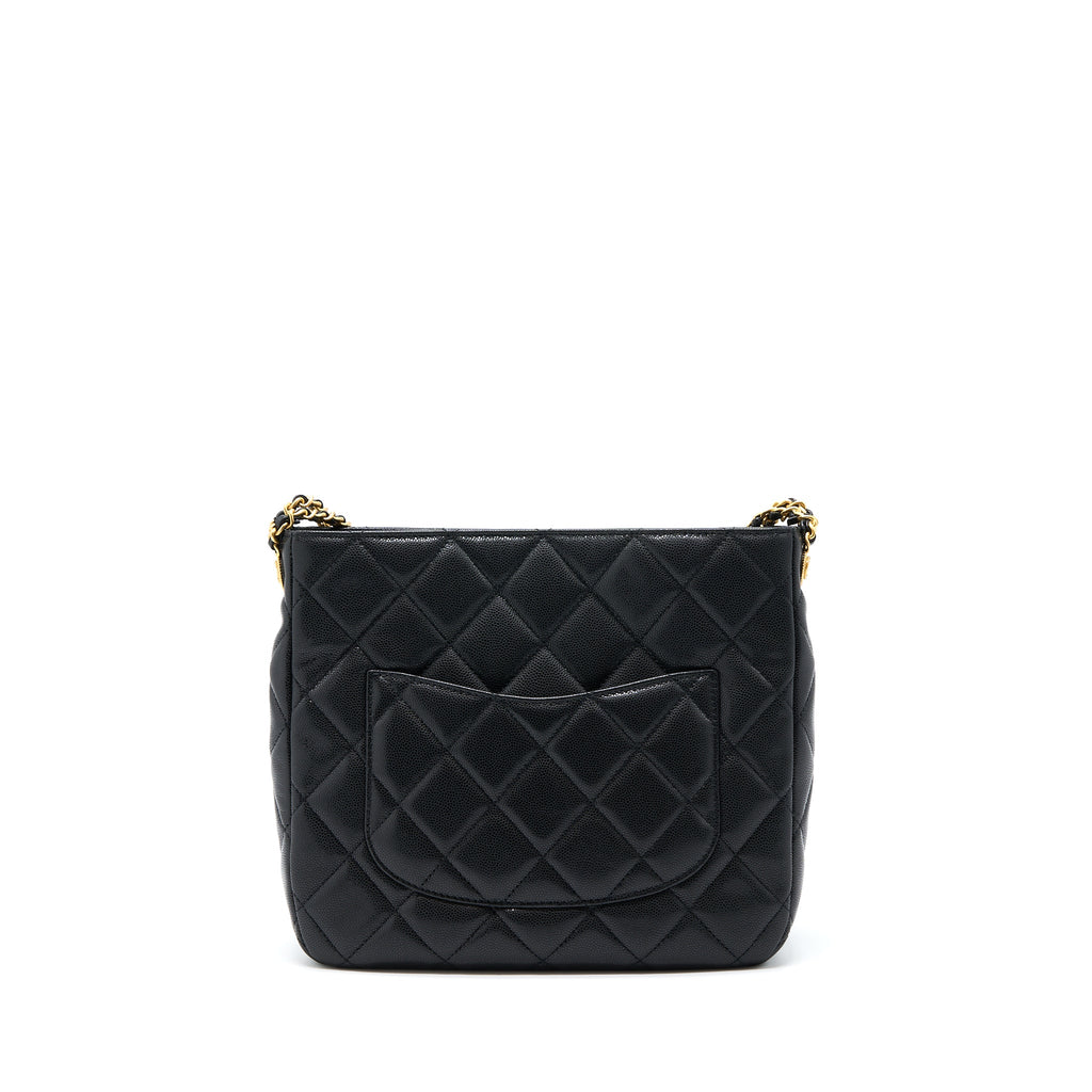 CHANEL 22A TWIST YOUR BUTTONS HOBO SHOULDER BAG CAVIAR BLACK GHW (MICROCHIP)