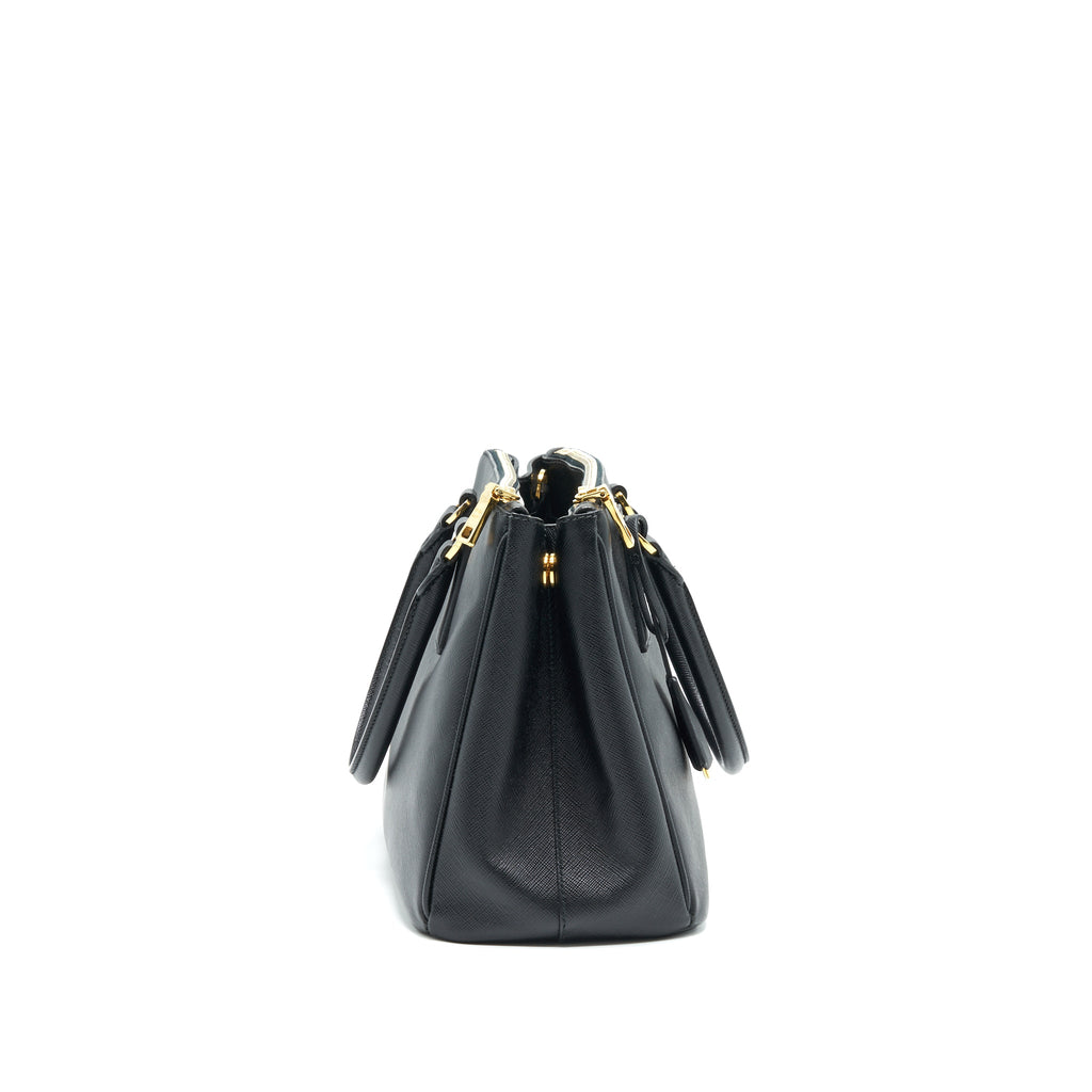 PRADA SMALL SAFFIANO LEATHER TOTE BAG BLACK GHW