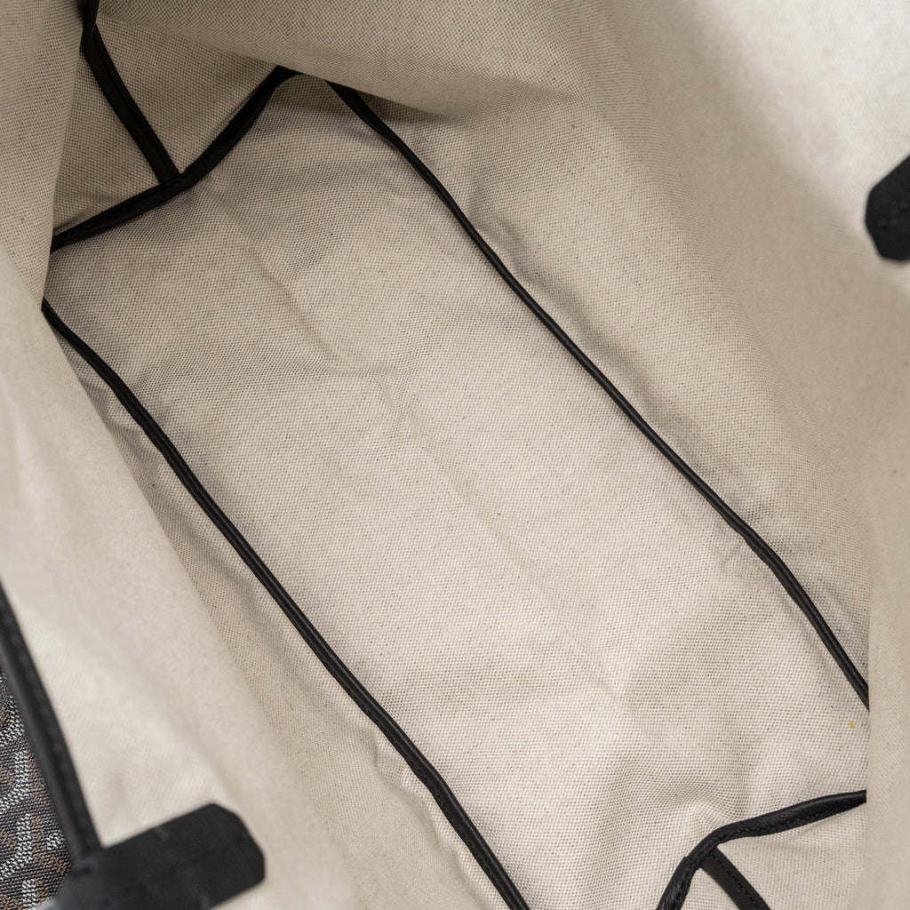 GOYARD SAINT LOUIS PM TOTE BAG GOYARDINE CANVAS/CALFSKIN BLACK SHW