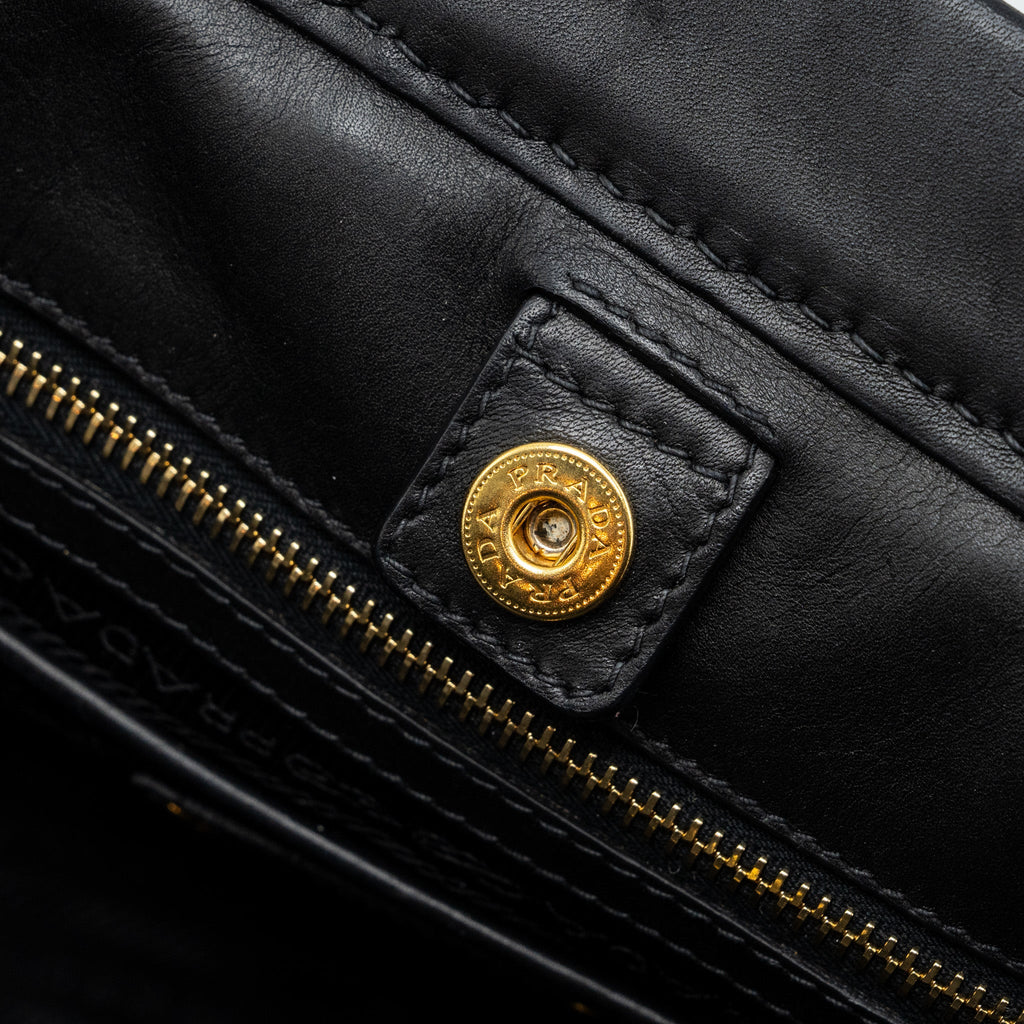 PRADA TOTE BAG NYLON / LEATHER BLACK GHW