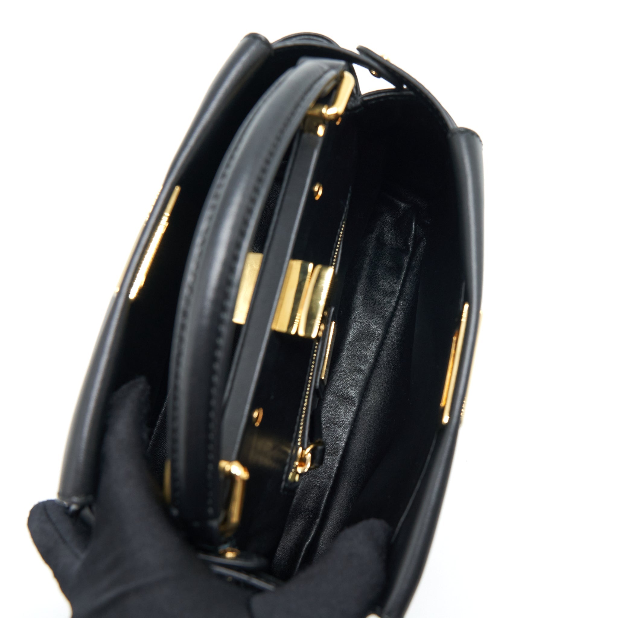FENDI MINI PEEKABOO LAMBSKIN BLACK GHW