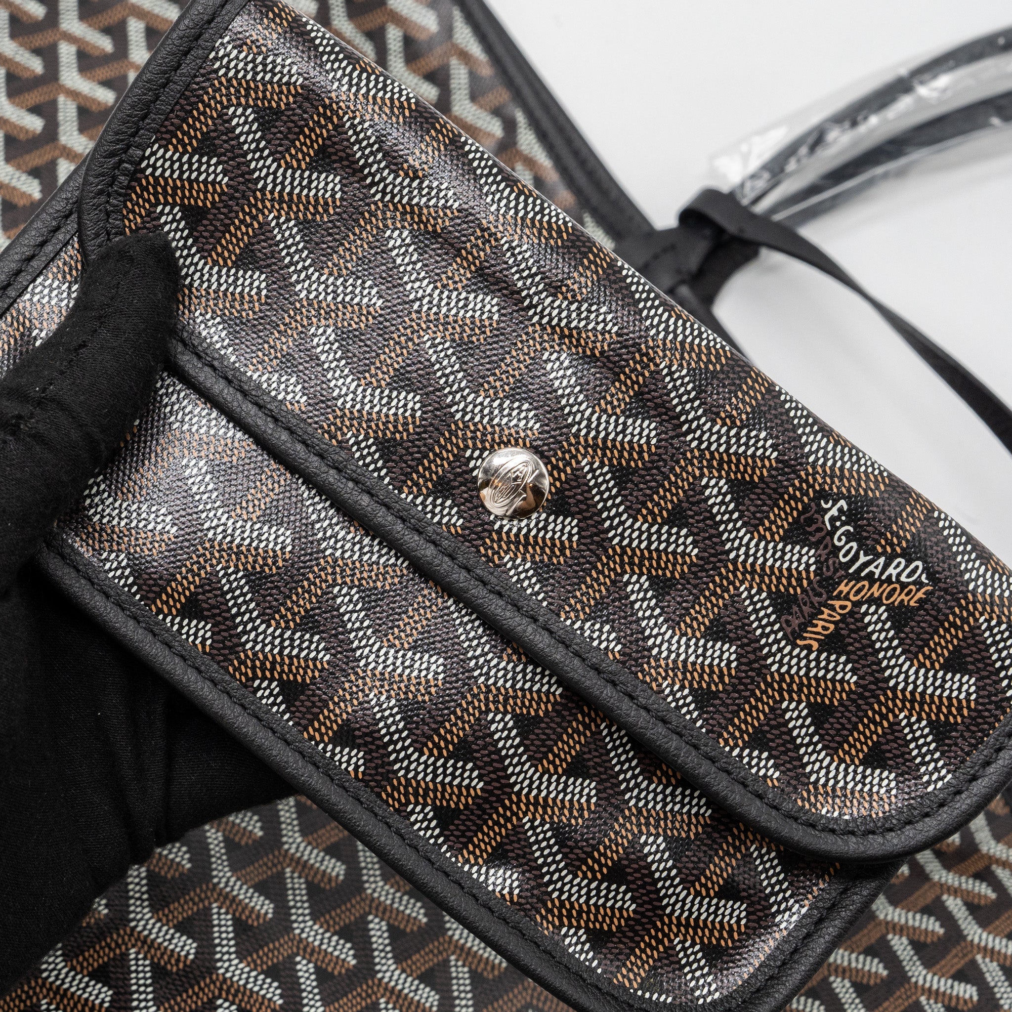 GOYARD SAINT LOUIS PM TOTE BAG GOYARDINE CANVAS/CALFSKIN BLACK SHW