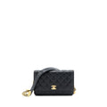 CHANEL 22A TWIST YOUR BUTTON WALLET ON CHAIN CAVIAR BLACK GHW (MICROCHIP)