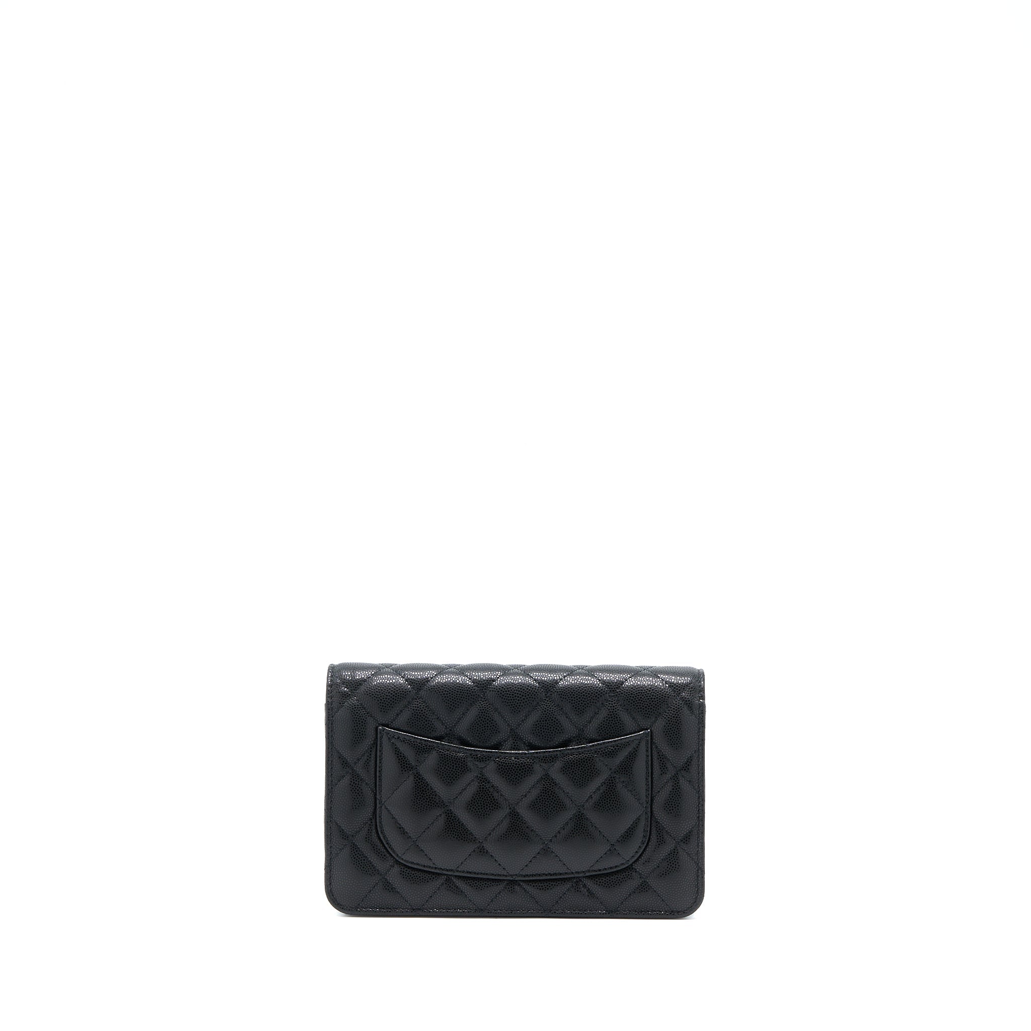 CHANEL 22A TWIST YOUR BUTTON WALLET ON CHAIN CAVIAR BLACK GHW (MICROCHIP)