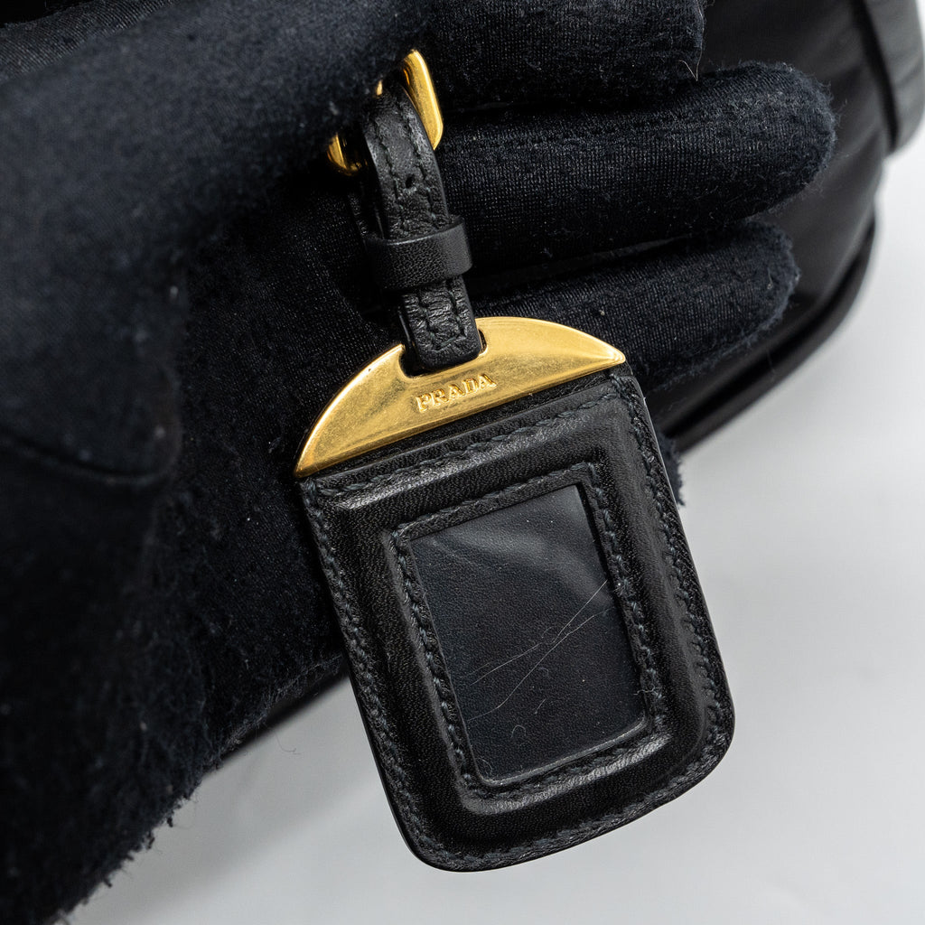 PRADA TOTE BAG NYLON / LEATHER BLACK GHW