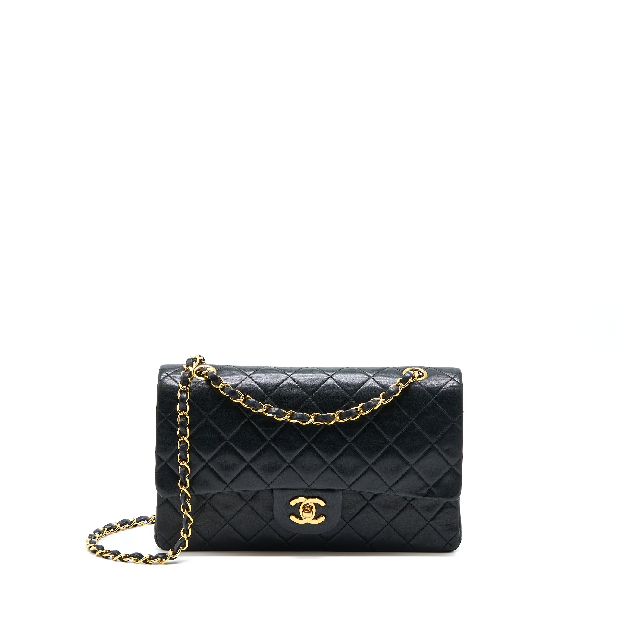CHANEL VINTAGE FLAP BAG LAMBSKIN BLACK GHW