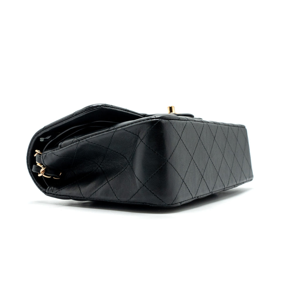 CHANEL SMALL CLASSIC DOUBLE FLAP BAG LAMBSKIN BLACK RGHW(MICROCHIP)