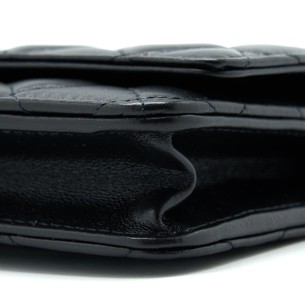 CHANEL 22B PEARL CRUSH WALLET ON CHAIN LAMBSKIN BLACK GHW (MICROCHIP)