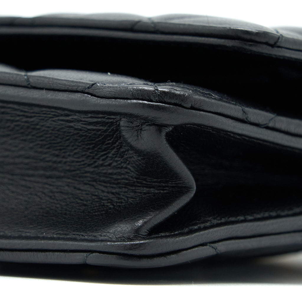 CHANEL DETAILED TOP HANDLE WALLET ON CHAIN LAMBSKIN BLACK GHW (MICROCHIP)