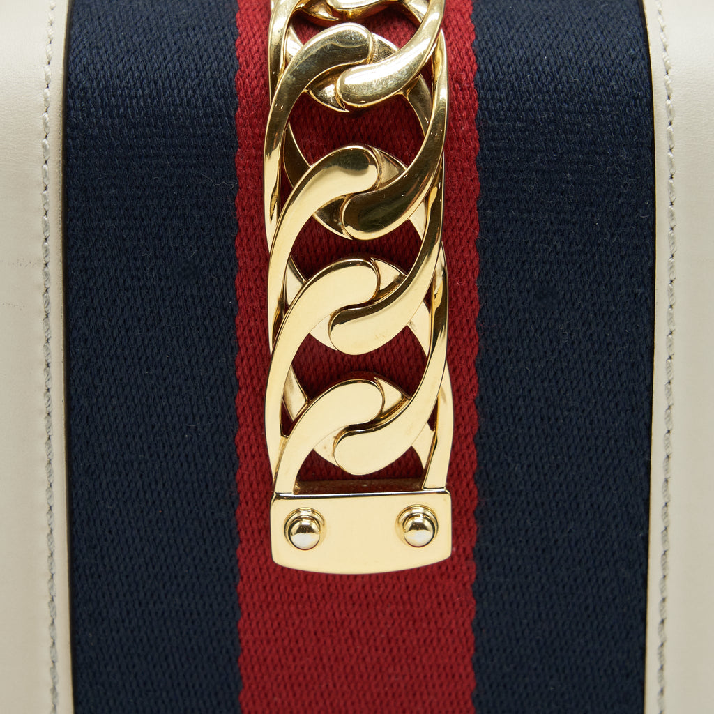 GUCCI MINI TOP HANDLE SYLVIE BAG WHITE GHW