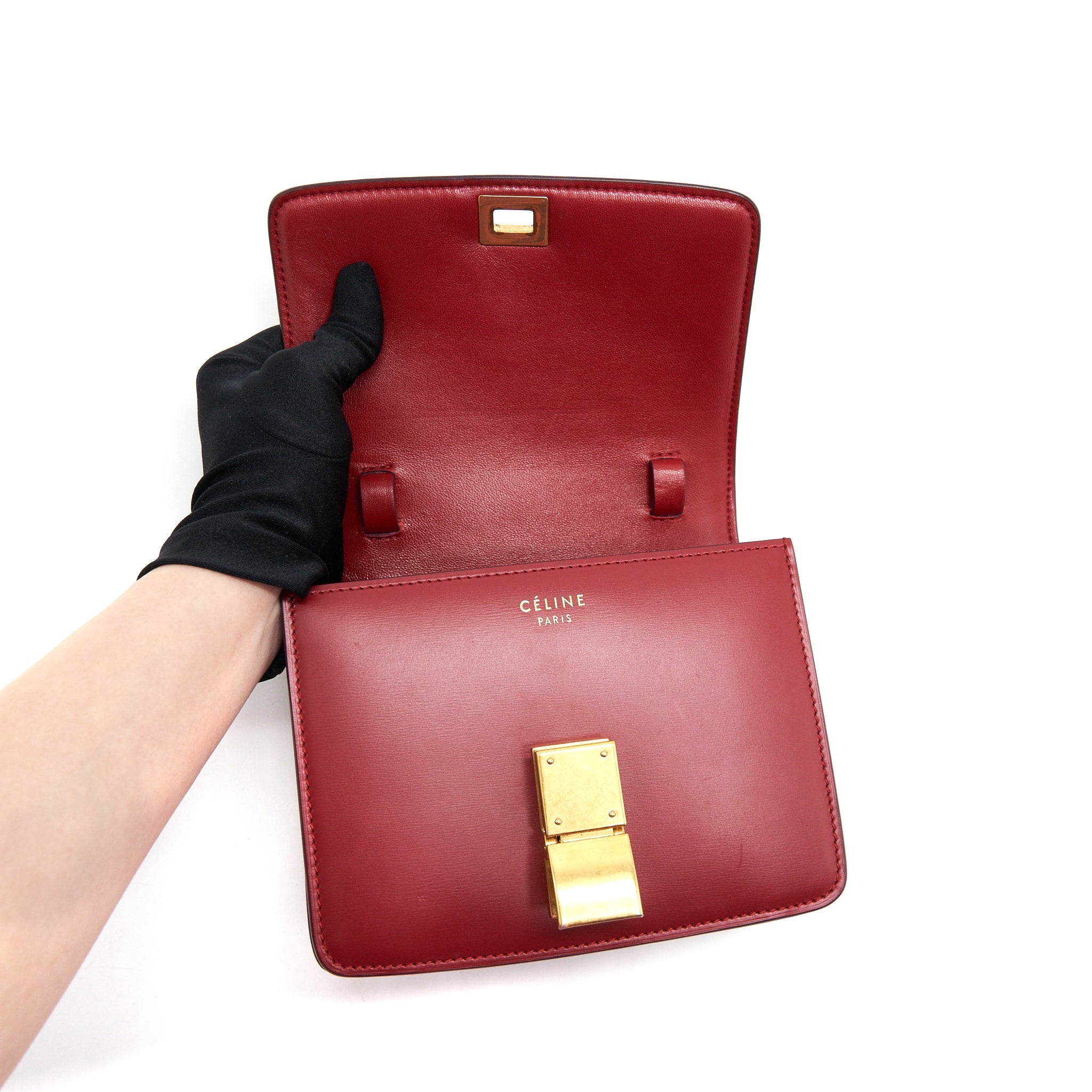 CELINE SMALL CLASSIC BOX BAG RED WITH GHW