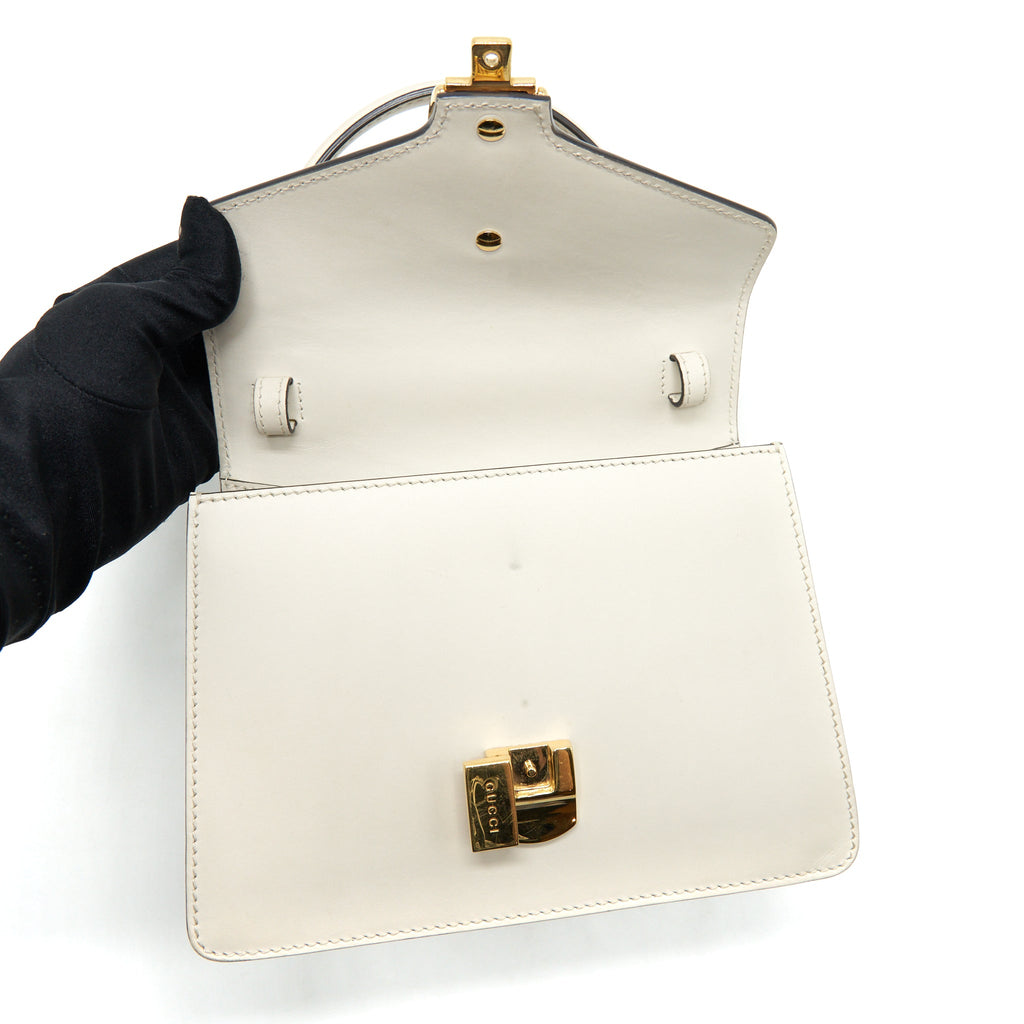GUCCI MINI TOP HANDLE SYLVIE BAG WHITE GHW