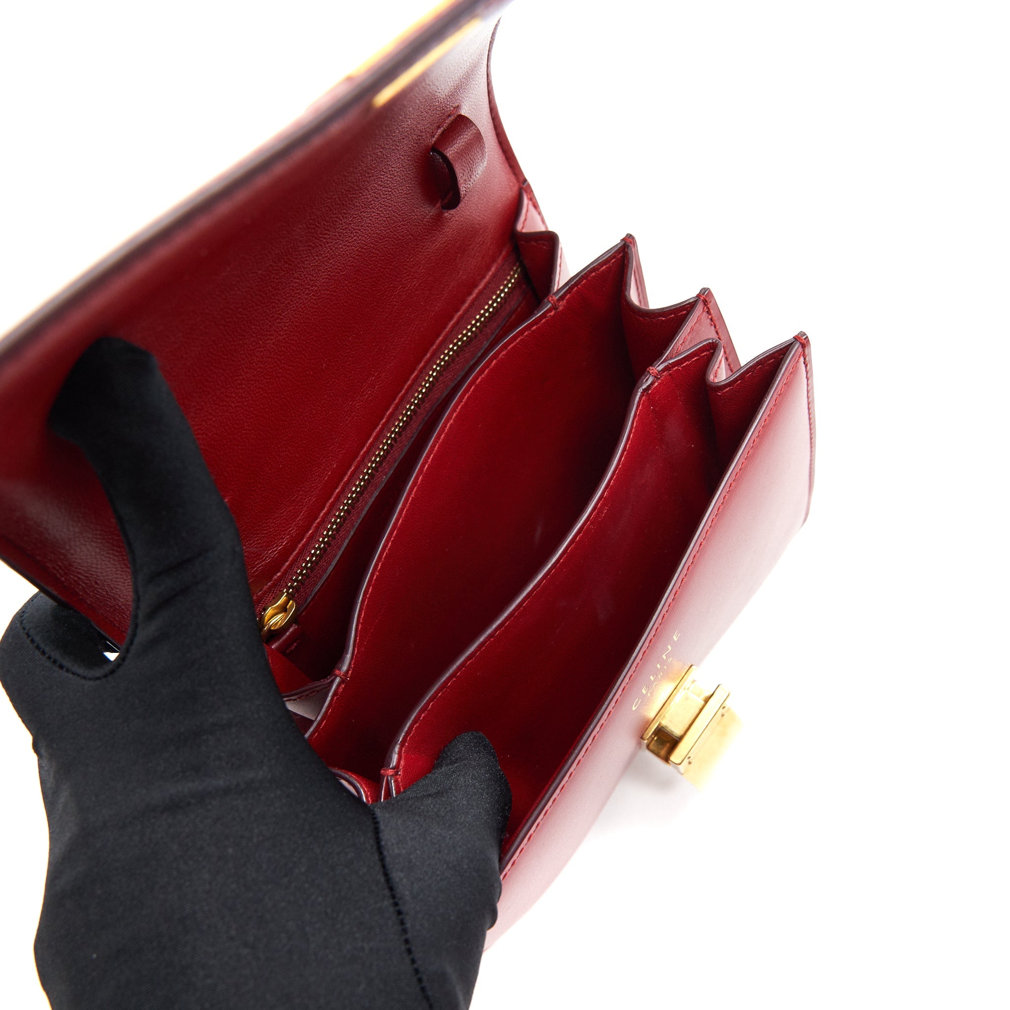 CELINE SMALL CLASSIC BOX BAG RED WITH GHW