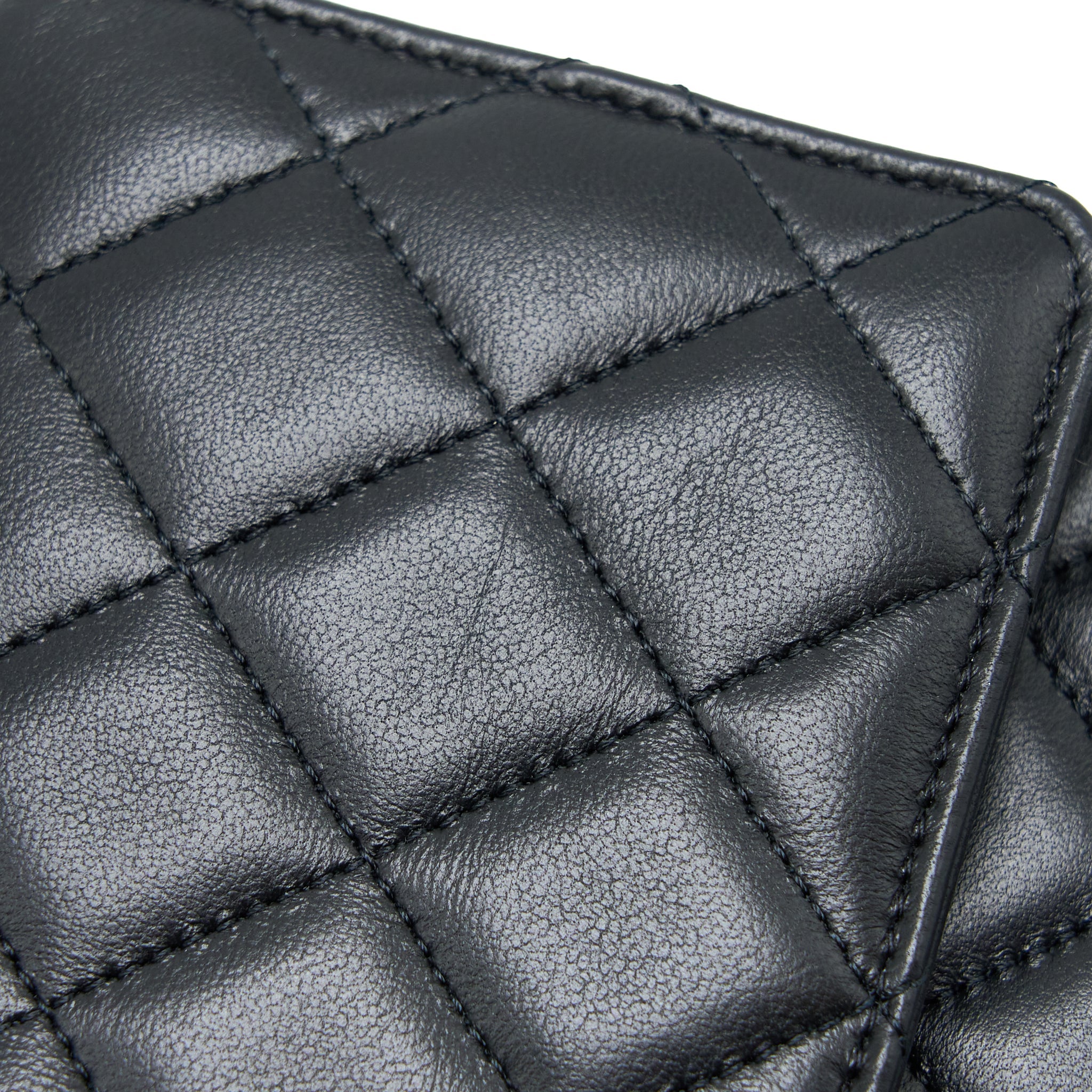 CHANEL DETAILED TOP HANDLE WALLET ON CHAIN LAMBSKIN BLACK GHW (MICROCHIP)