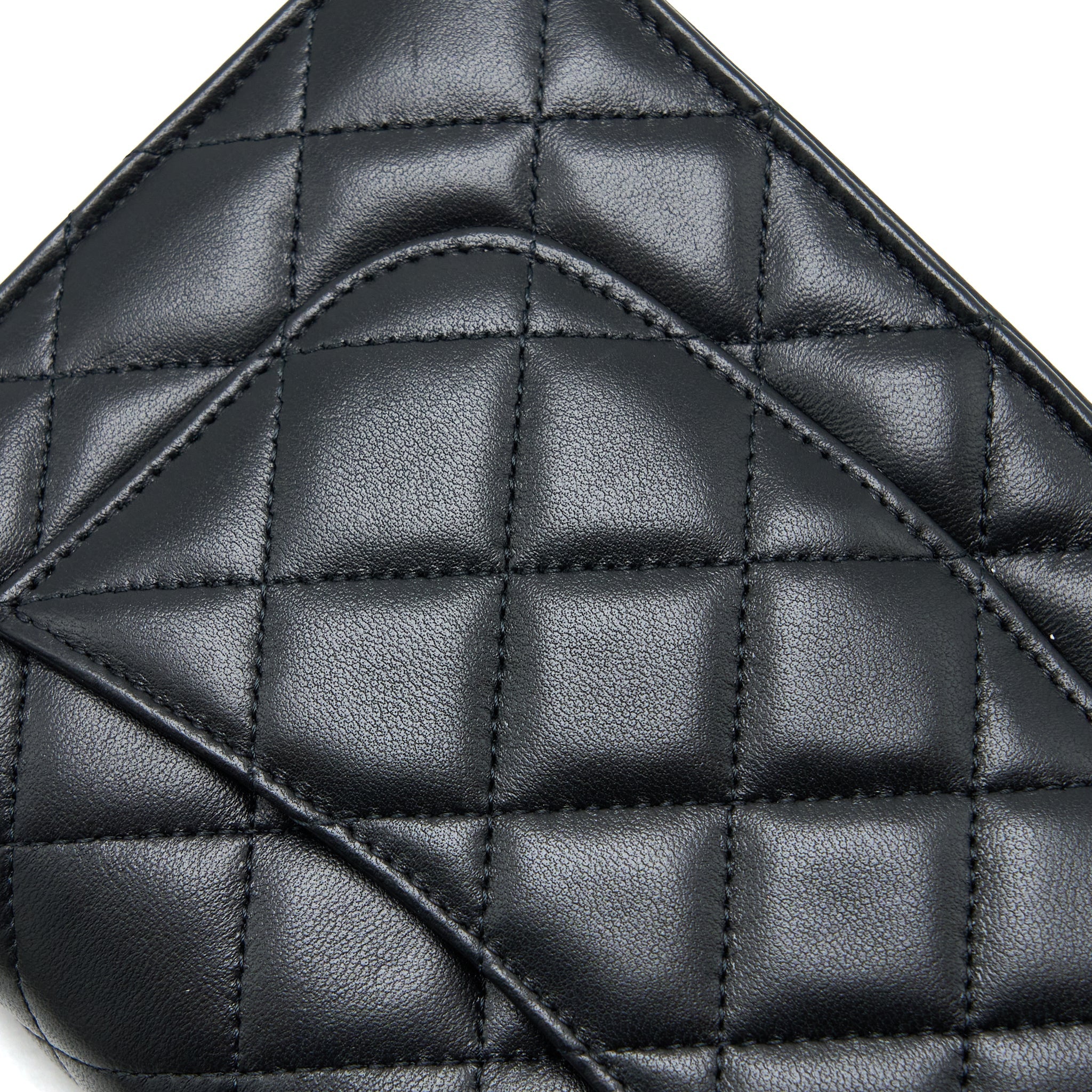 CHANEL DETAILED TOP HANDLE WALLET ON CHAIN LAMBSKIN BLACK GHW (MICROCHIP)