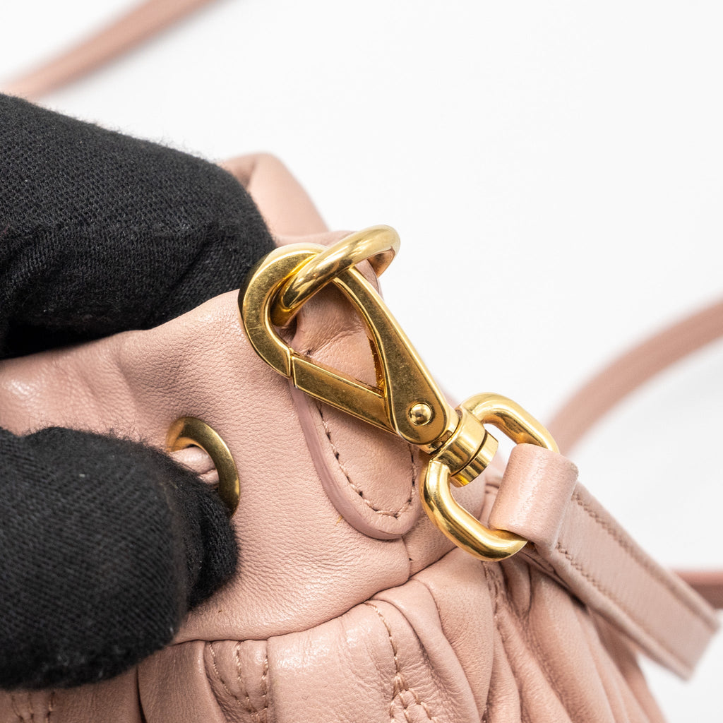 MIUMIU MATELASSE BUCKET BAG NAPPA PINK GHW