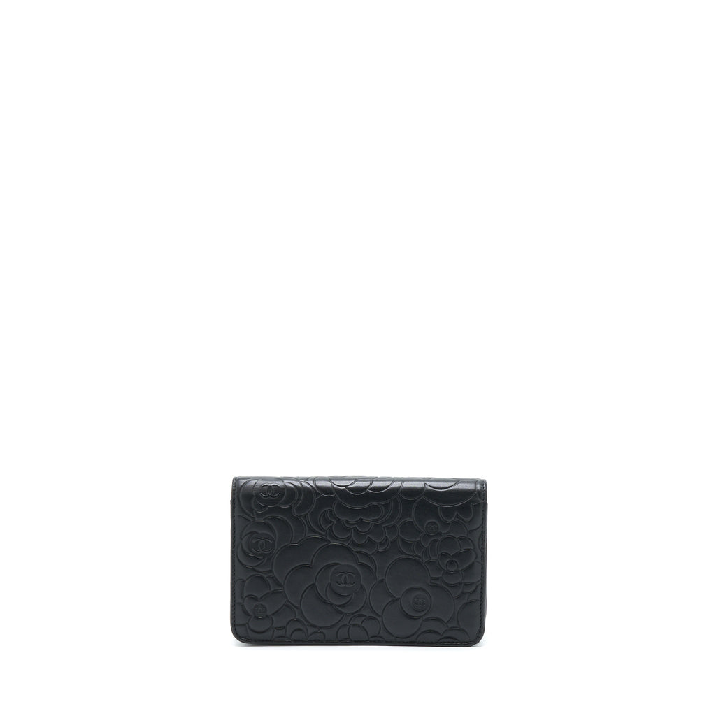CHANEL CAMELLIA WALLET ON CHAIN LAMBSKIN BLACK SHW