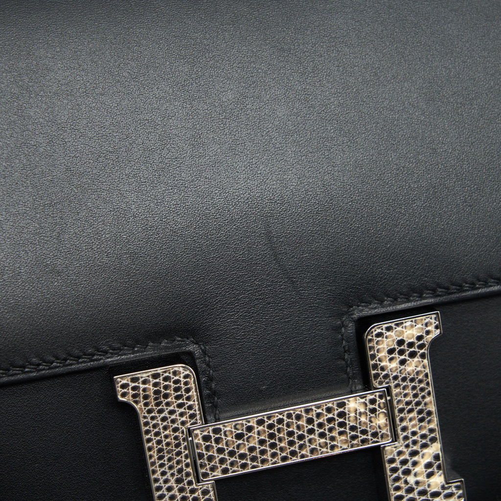 HERMES MINI CONSTANCE MONSIEUR BLACK WITH LIZARD BUCKLE SHW