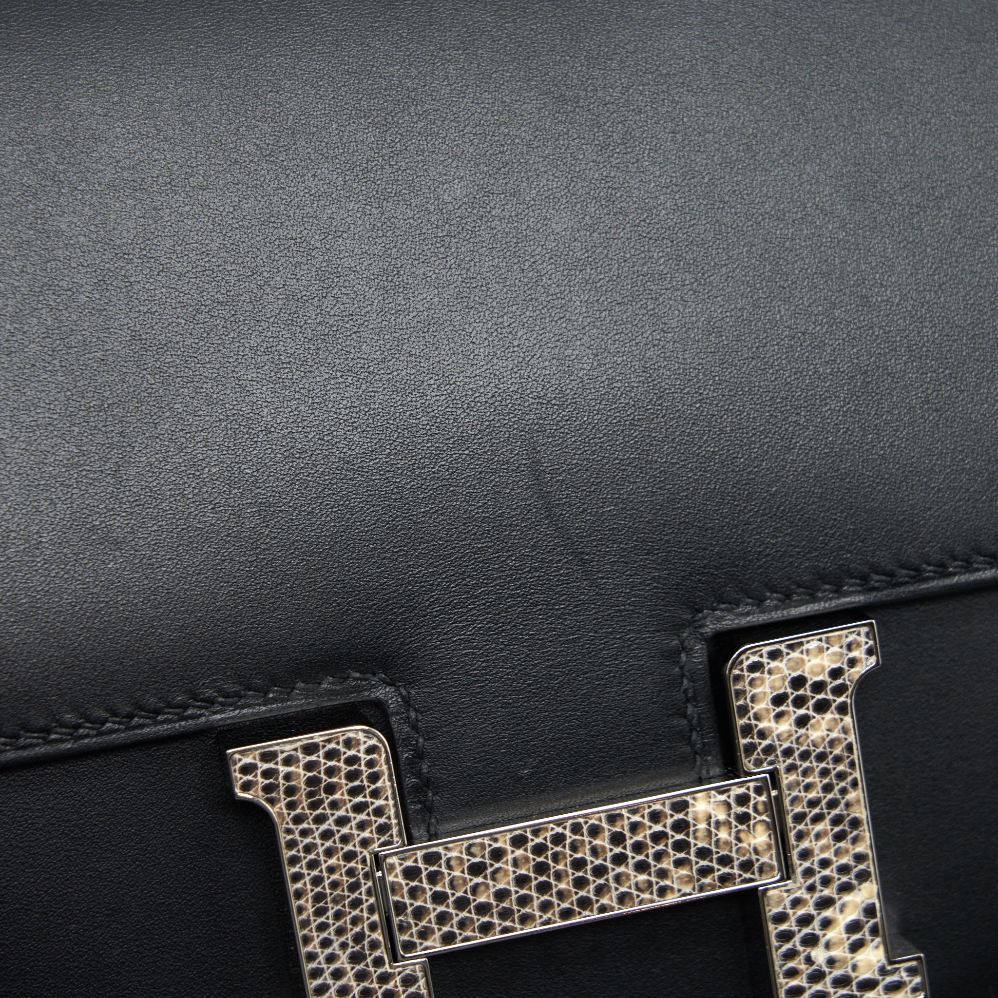 HERMES MINI CONSTANCE MONSIEUR BLACK WITH LIZARD BUCKLE SHW