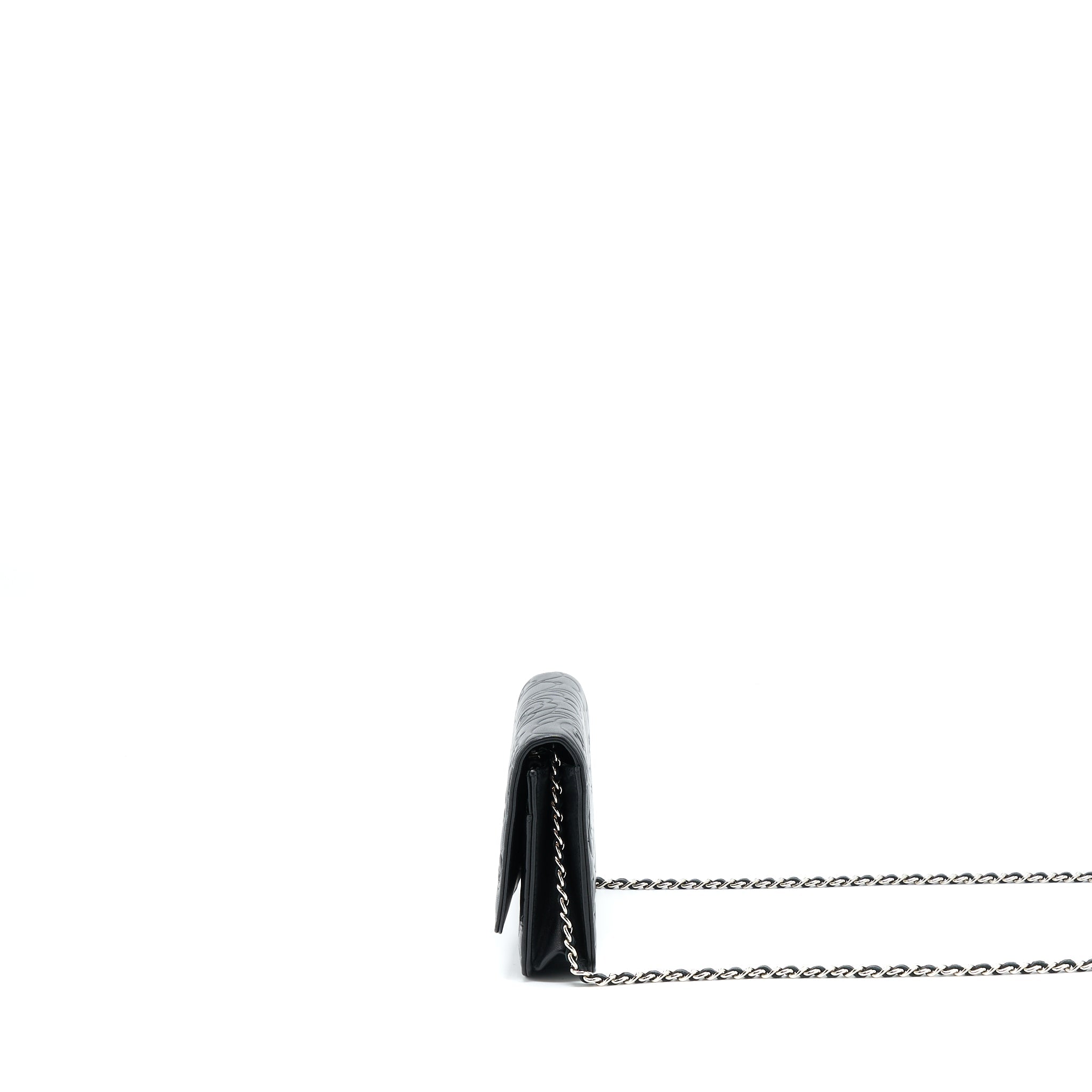 CHANEL CAMELLIA WALLET ON CHAIN LAMBSKIN BLACK SHW