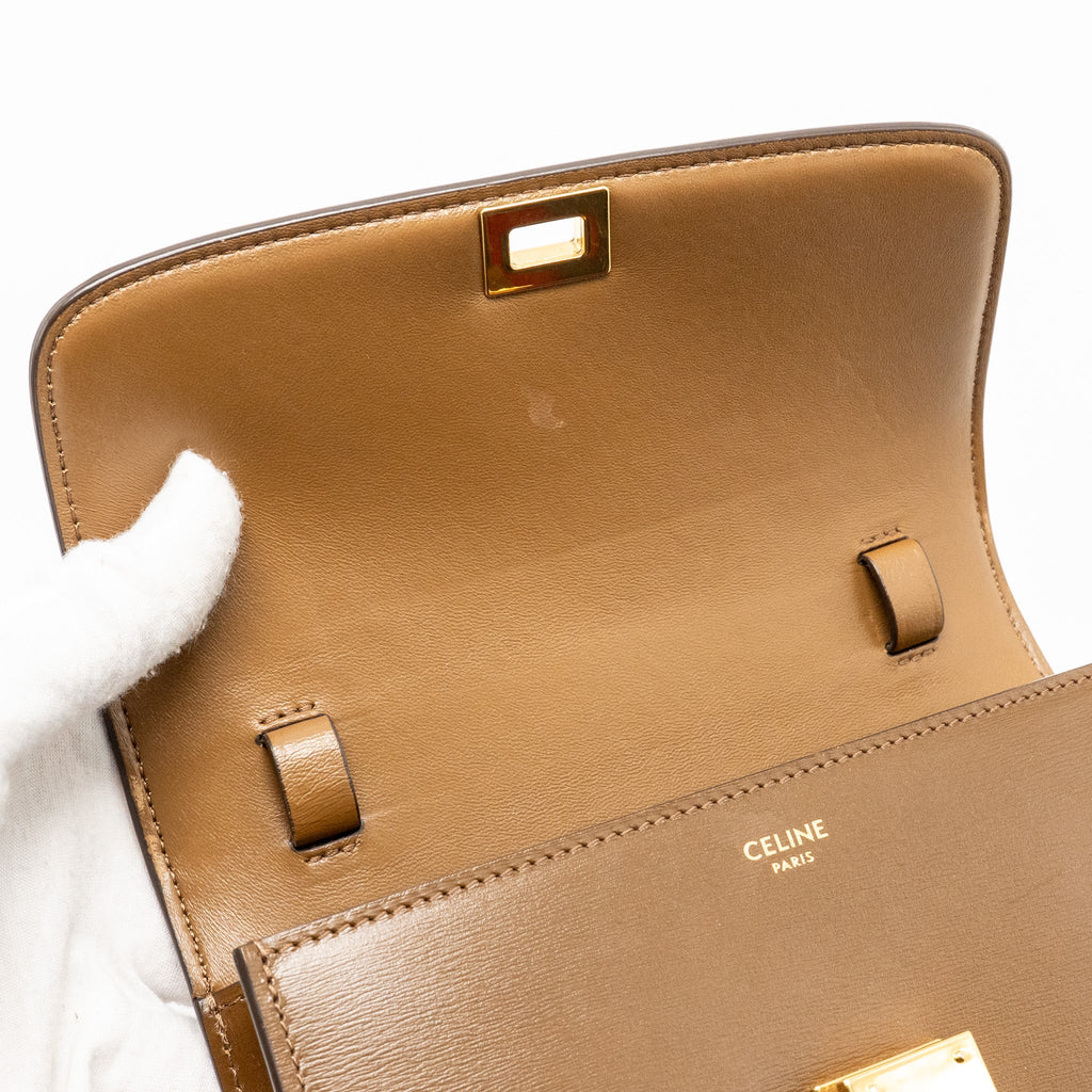 CELINE SMALL CLASSIC BOX BAG CALFSKIN CAMEL GHW