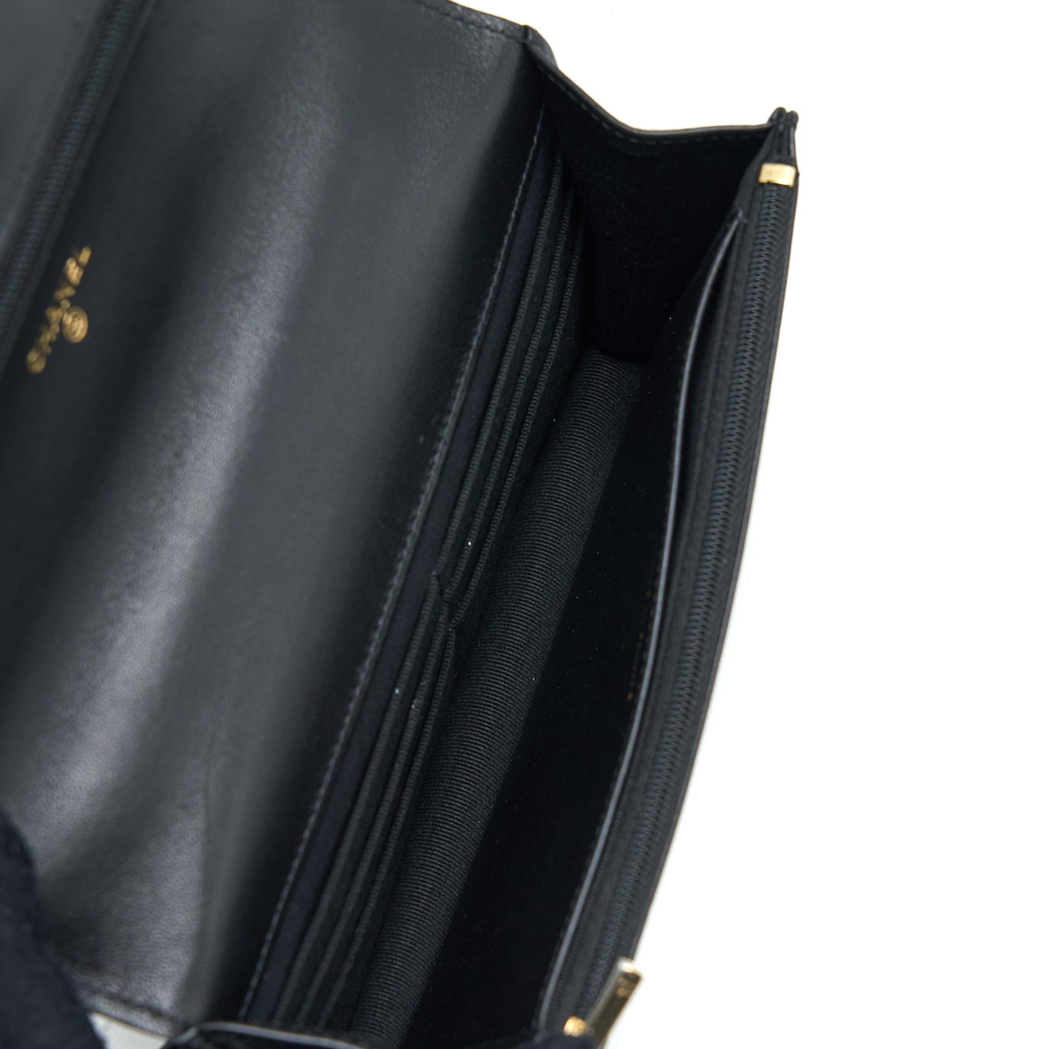 CHANEL DETAILED TOP HANDLE WALLET ON CHAIN LAMBSKIN BLACK GHW (MICROCHIP)