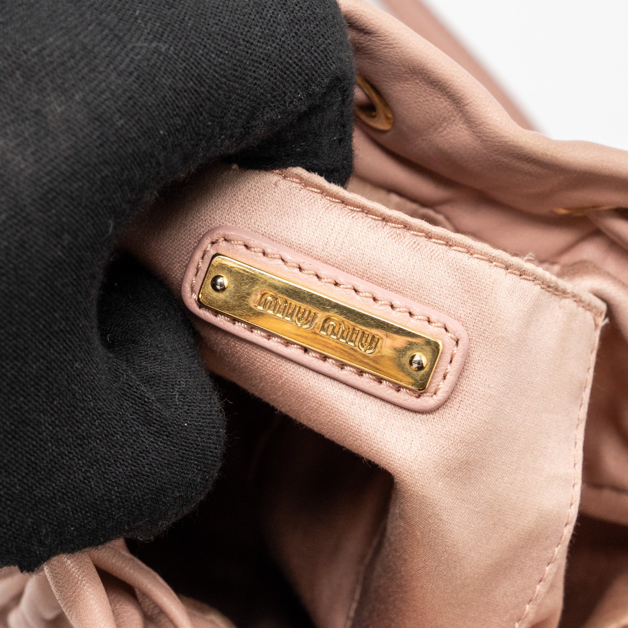 MIUMIU MATELASSE BUCKET BAG NAPPA PINK GHW
