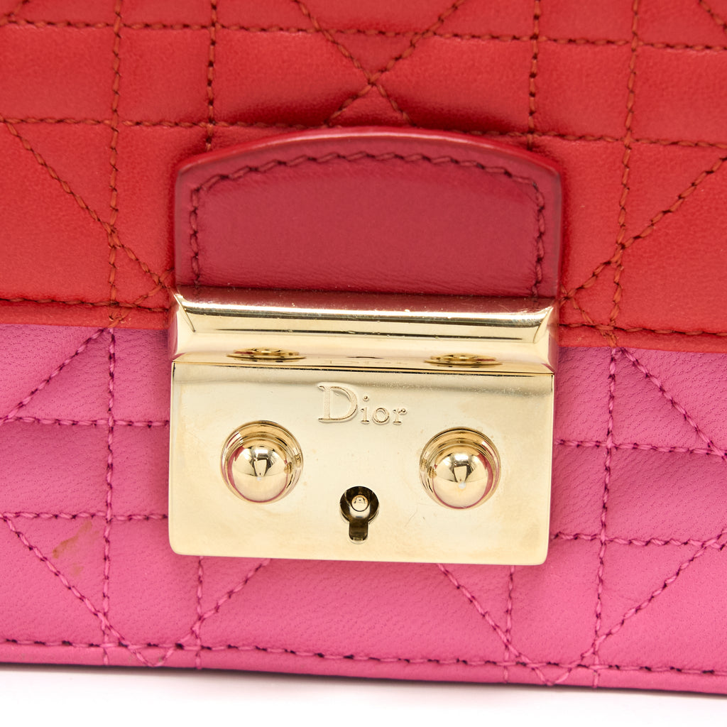DIOR MISS DIOR WALLET ON CHAIN LAMBSKIN RED/PINK LGHW