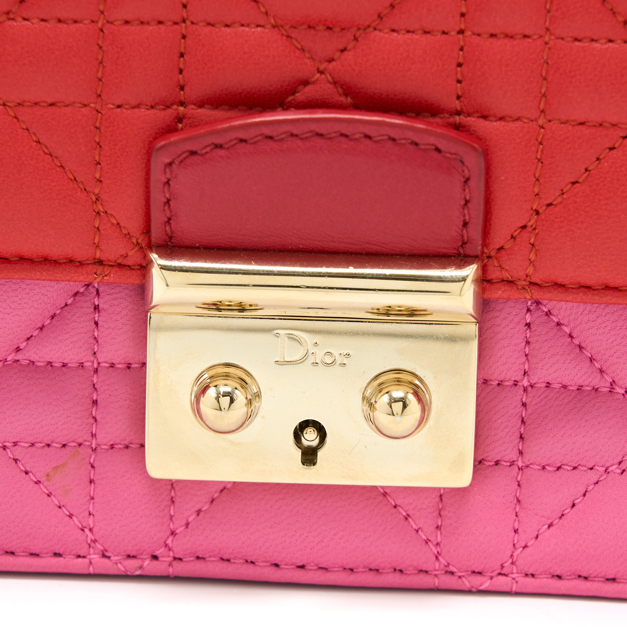 DIOR MISS DIOR WALLET ON CHAIN LAMBSKIN RED/PINK LGHW