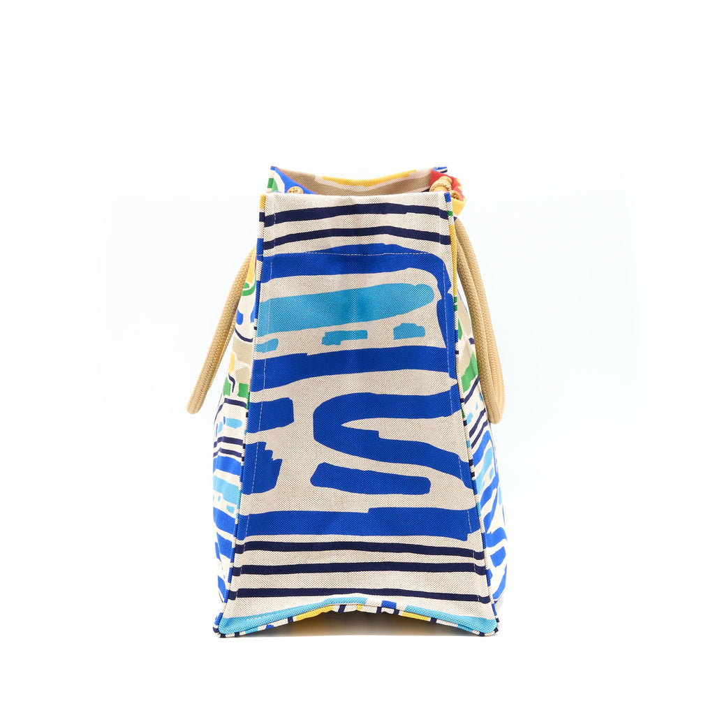 HERMES FARNIENTE BEACH BAG COTTON ROUGE/JAUNE