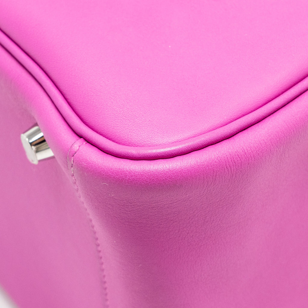 HERMES LINDY 30 SWIFT/EPSOM WITH MULTICOLOURED WEAVING STRAP ROSE POURPRE SHW