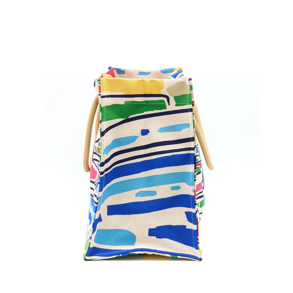 HERMES FARNIENTE BEACH BAG COTTON ROUGE/JAUNE