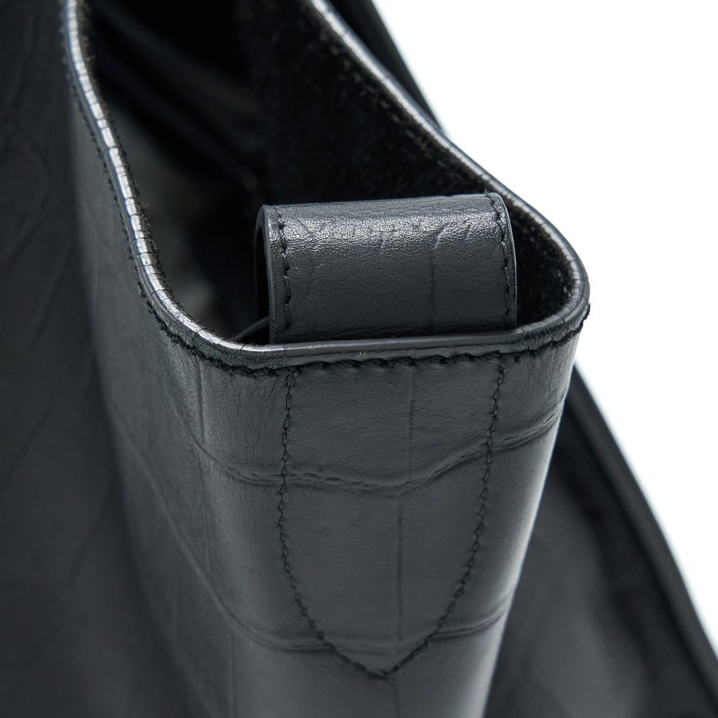 CELINE LARGE PHANTOM LUGGAGE BAG CROC-EMBOSSED CALFSKIN BLACK