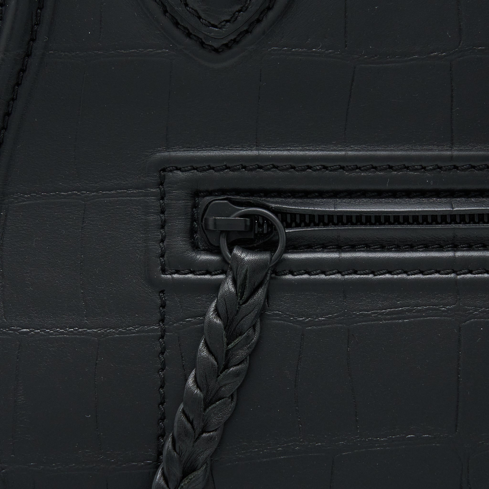 CELINE LARGE PHANTOM LUGGAGE BAG CROC-EMBOSSED CALFSKIN BLACK