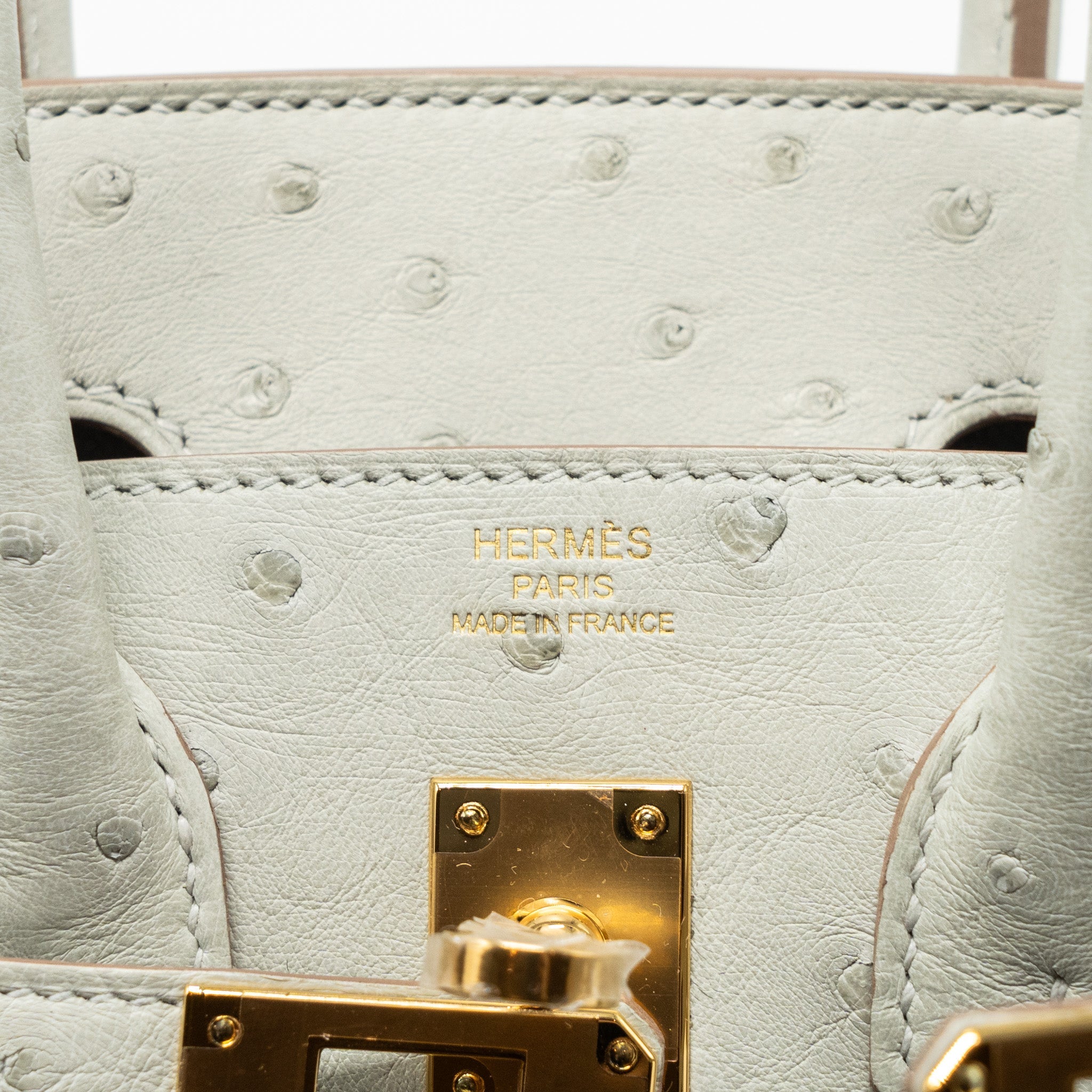 HERMES BIRKIN 25 OSTRICH GRIS PERLE GHW
