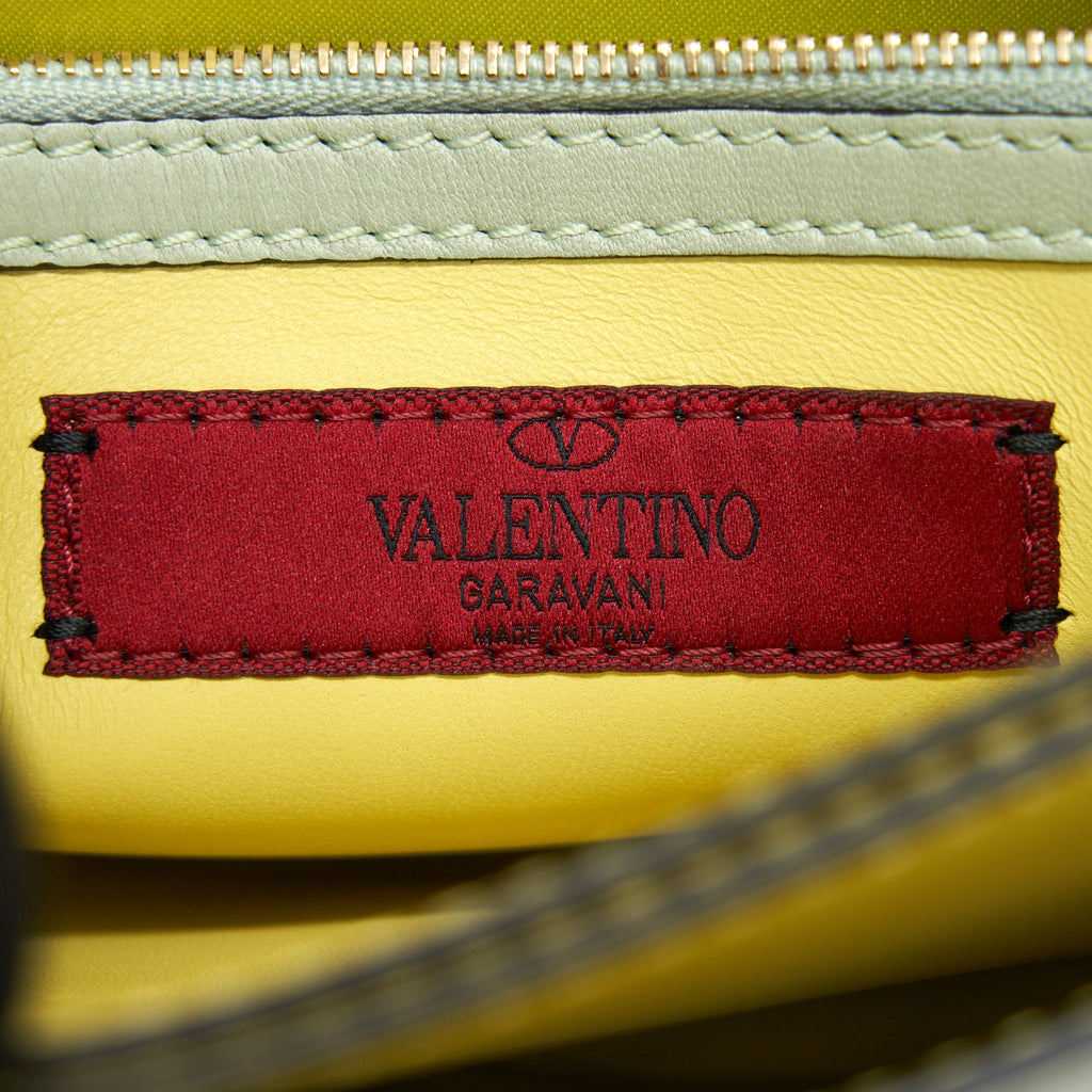 VALENTINO GARAVANI ROCKSTUD LEATHER CLUTCH BAG MULTICOLORED