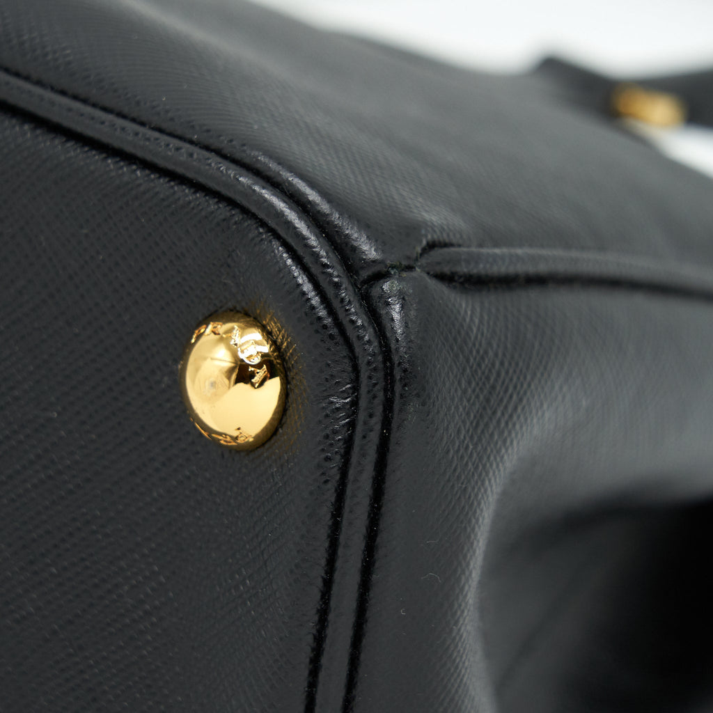 PRADA SMALL SAFFIANO LEATHER TOTE BAG BLACK GHW