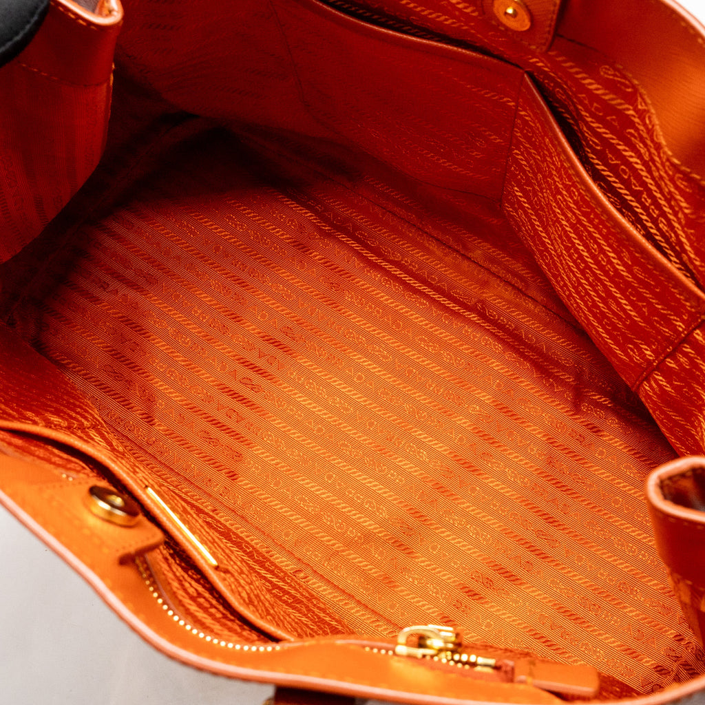 PRADA LARGE SAFFIANO TOTE BAG LEATHER ORANGE GHW