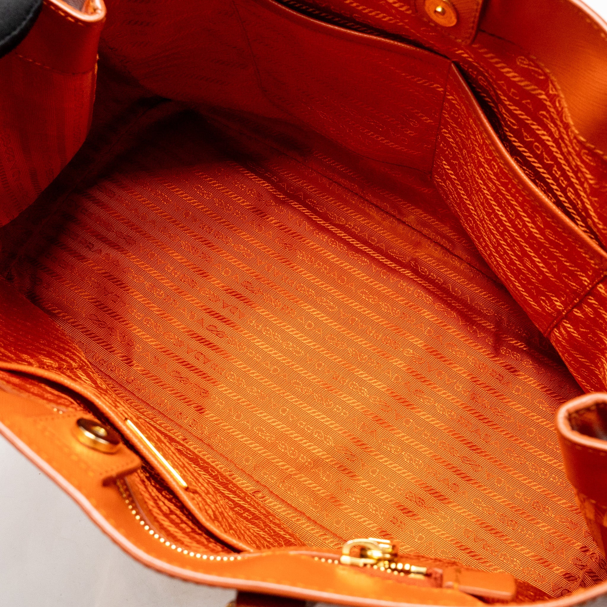 PRADA LARGE SAFFIANO TOTE BAG LEATHER ORANGE GHW