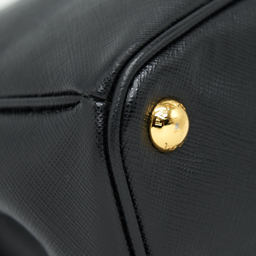 PRADA SMALL SAFFIANO LEATHER TOTE BAG BLACK GHW